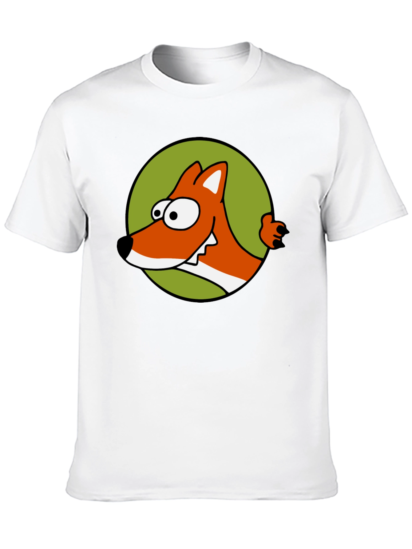 Cartoon Fox Graphic T-Shirt - Black