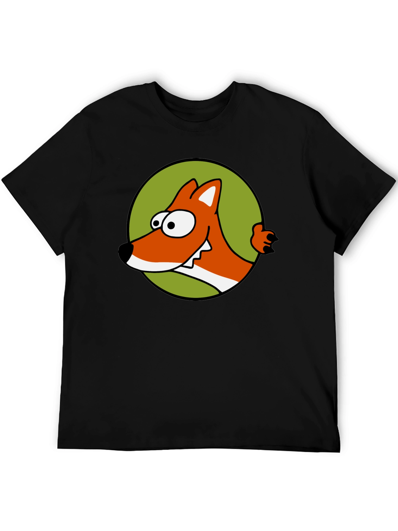 Cartoon Fox Graphic T-Shirt - Black