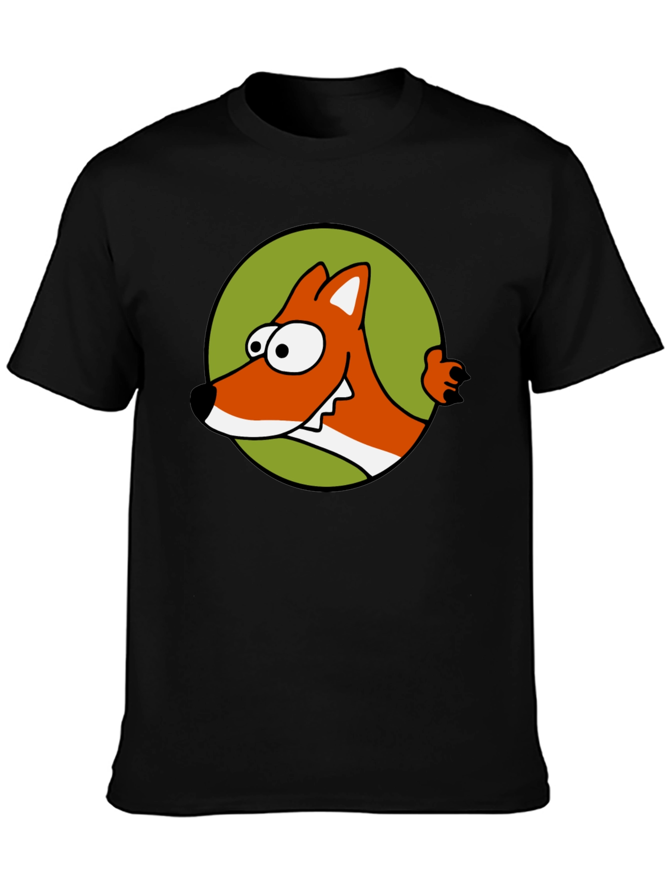 Cartoon Fox Graphic T-Shirt - Black
