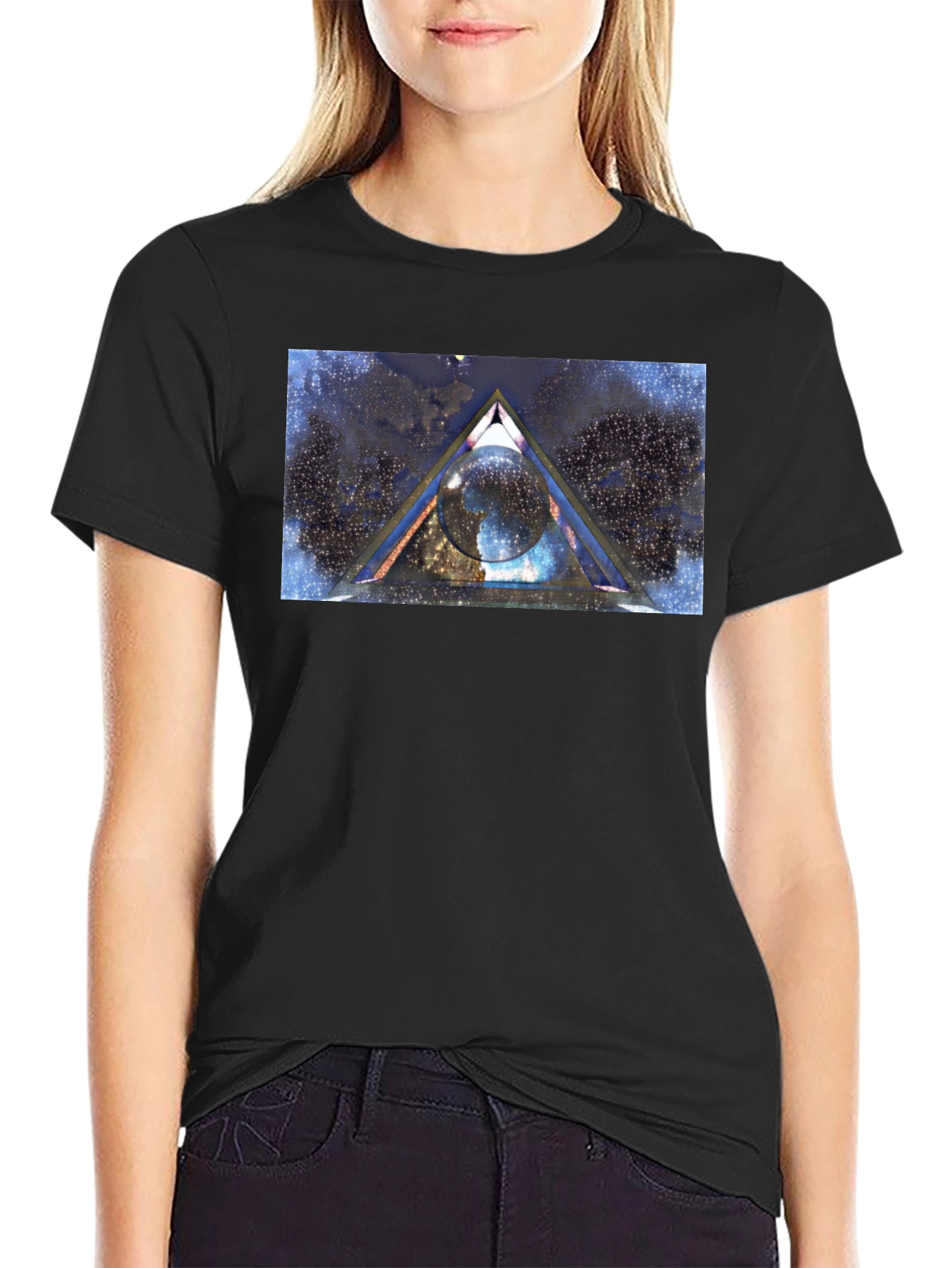 Cosmic Triangle Graphic Tee - Black
