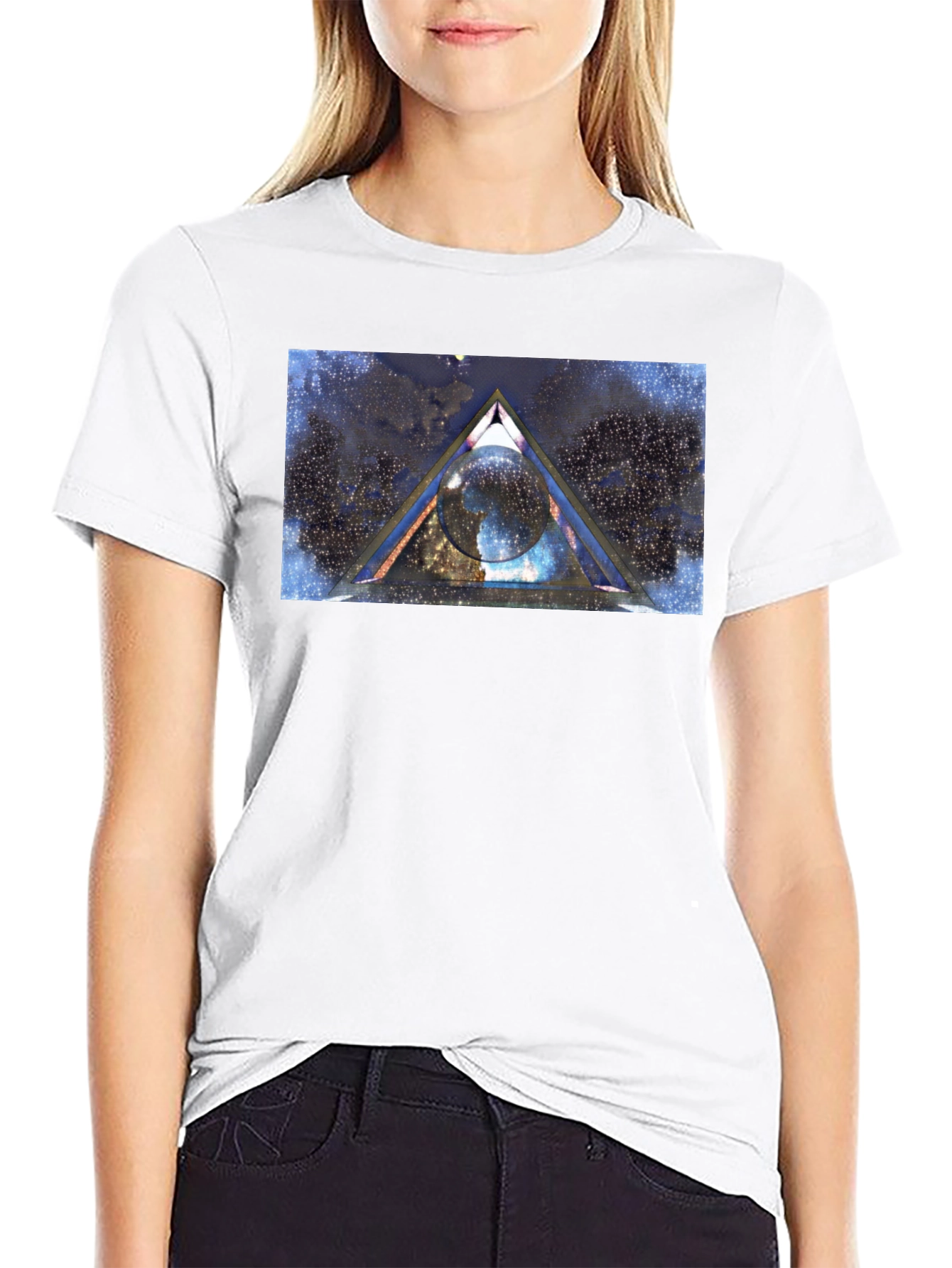 Cosmic Triangle Graphic Tee - Black