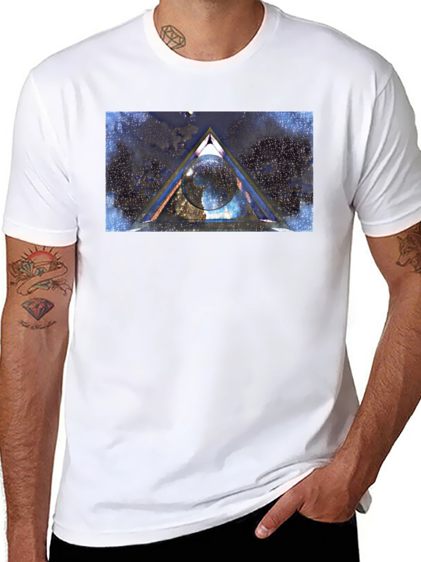 Cosmic Triangle Graphic Tee - Black