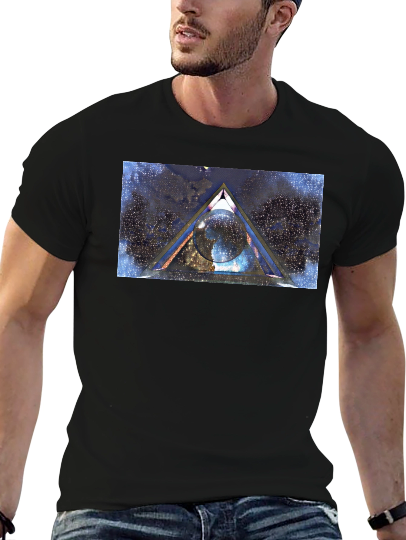 Cosmic Triangle Graphic Tee - Black