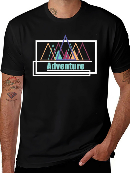 Adventure Mountains Graphic Tee - Black Cotton T-Shirt