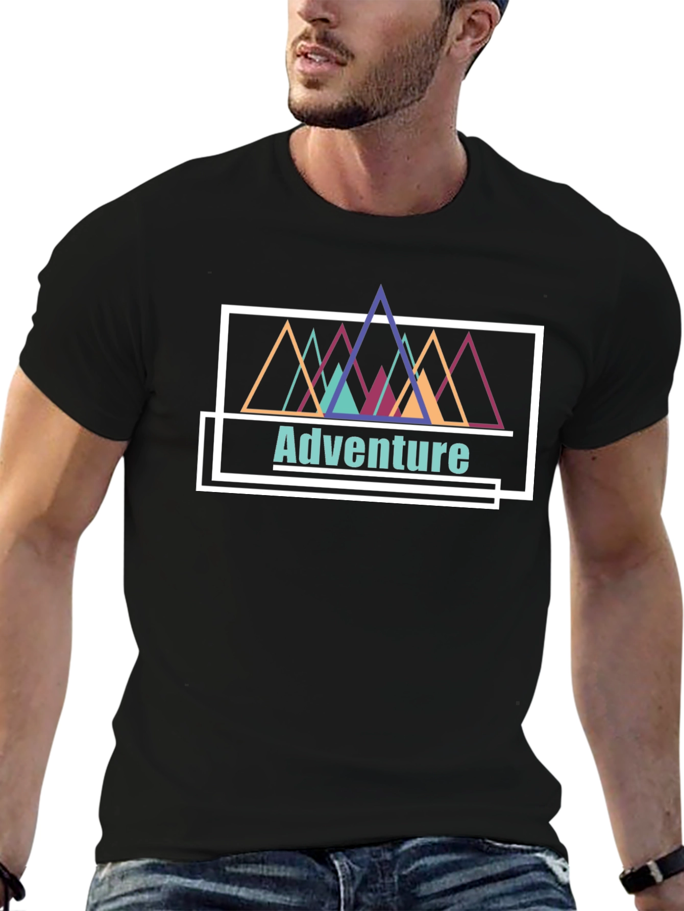 Adventure Mountains Graphic Tee - Black Cotton T-Shirt