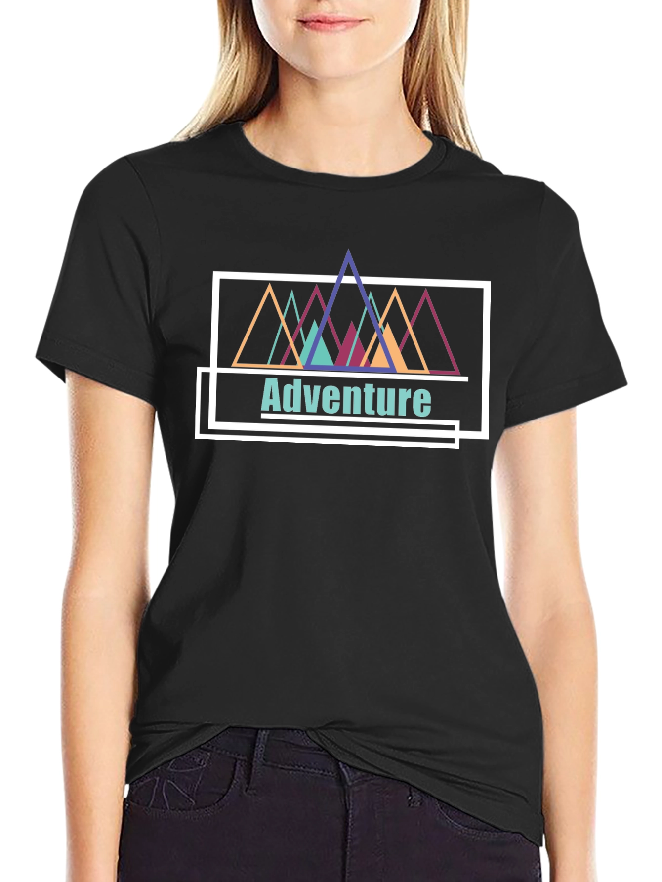 Adventure Mountains Graphic Tee - Black Cotton T-Shirt