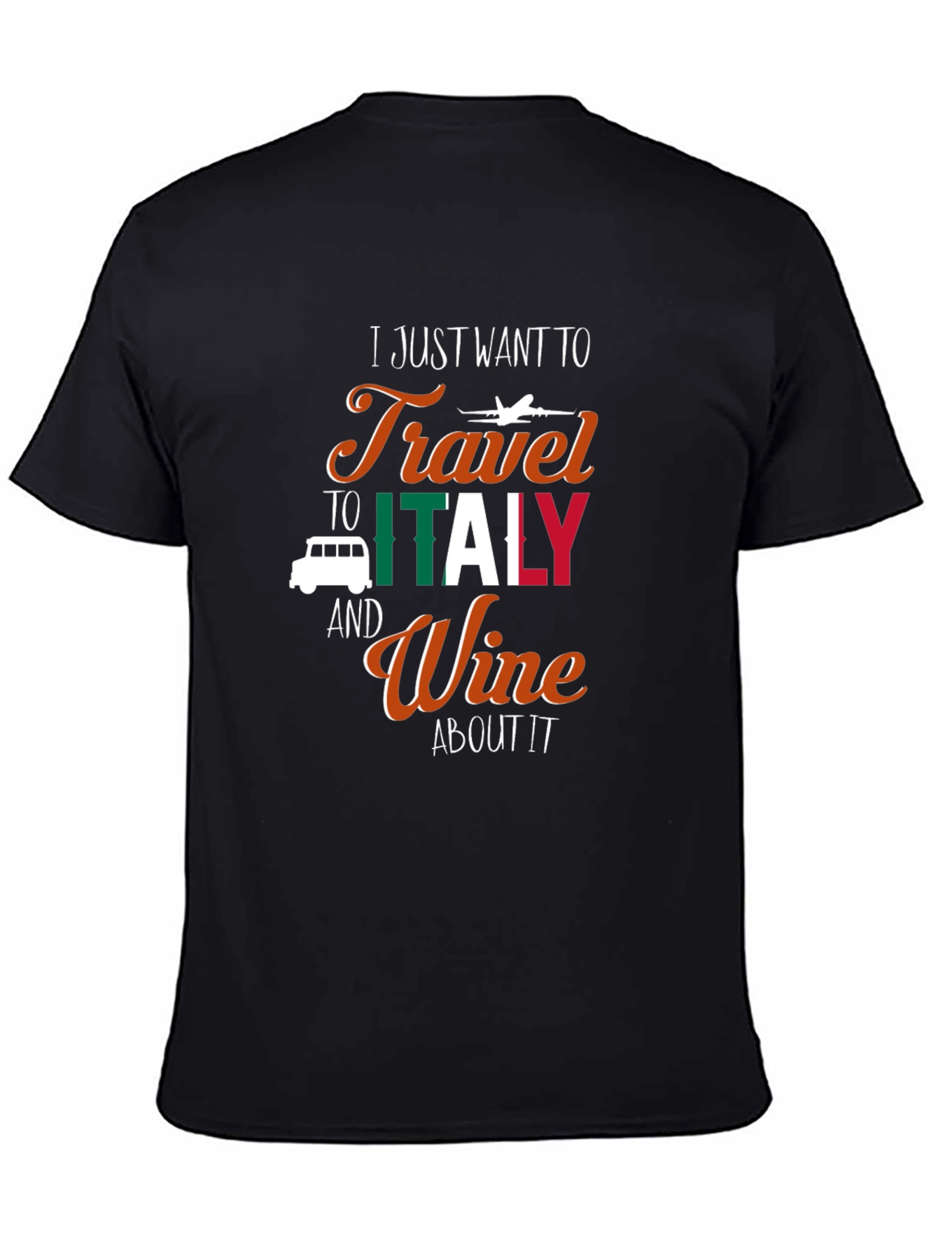 Italy Travel Wine Black Graphic Tee Shirt