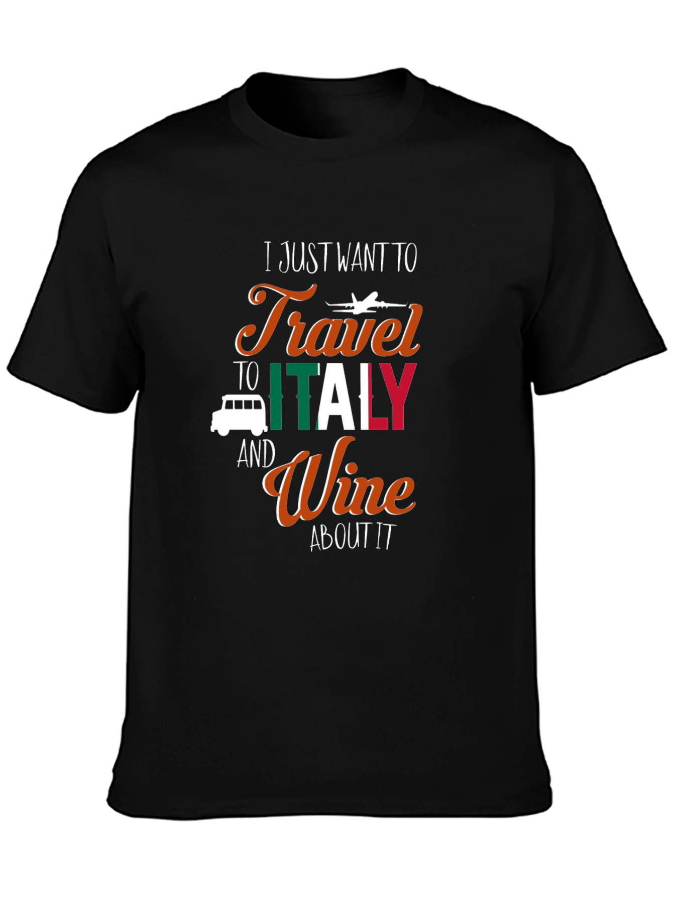Italy Travel Wine Black Graphic Tee Shirt