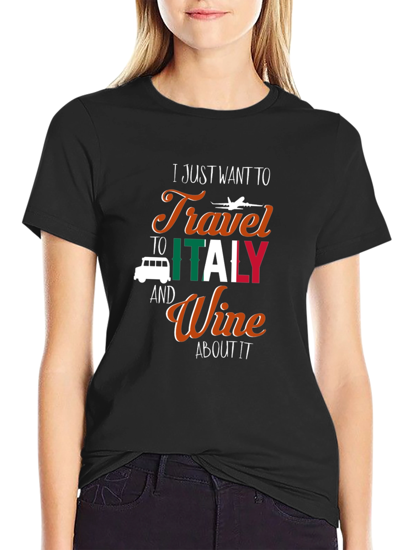 Italy Travel Wine Black Graphic Tee Shirt