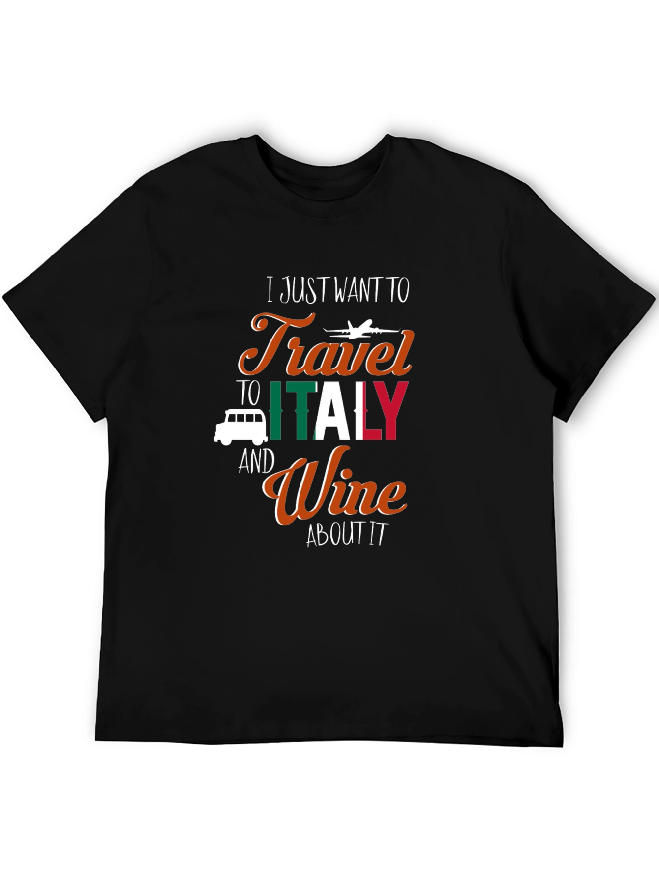 Italy Travel Wine Black Graphic Tee Shirt