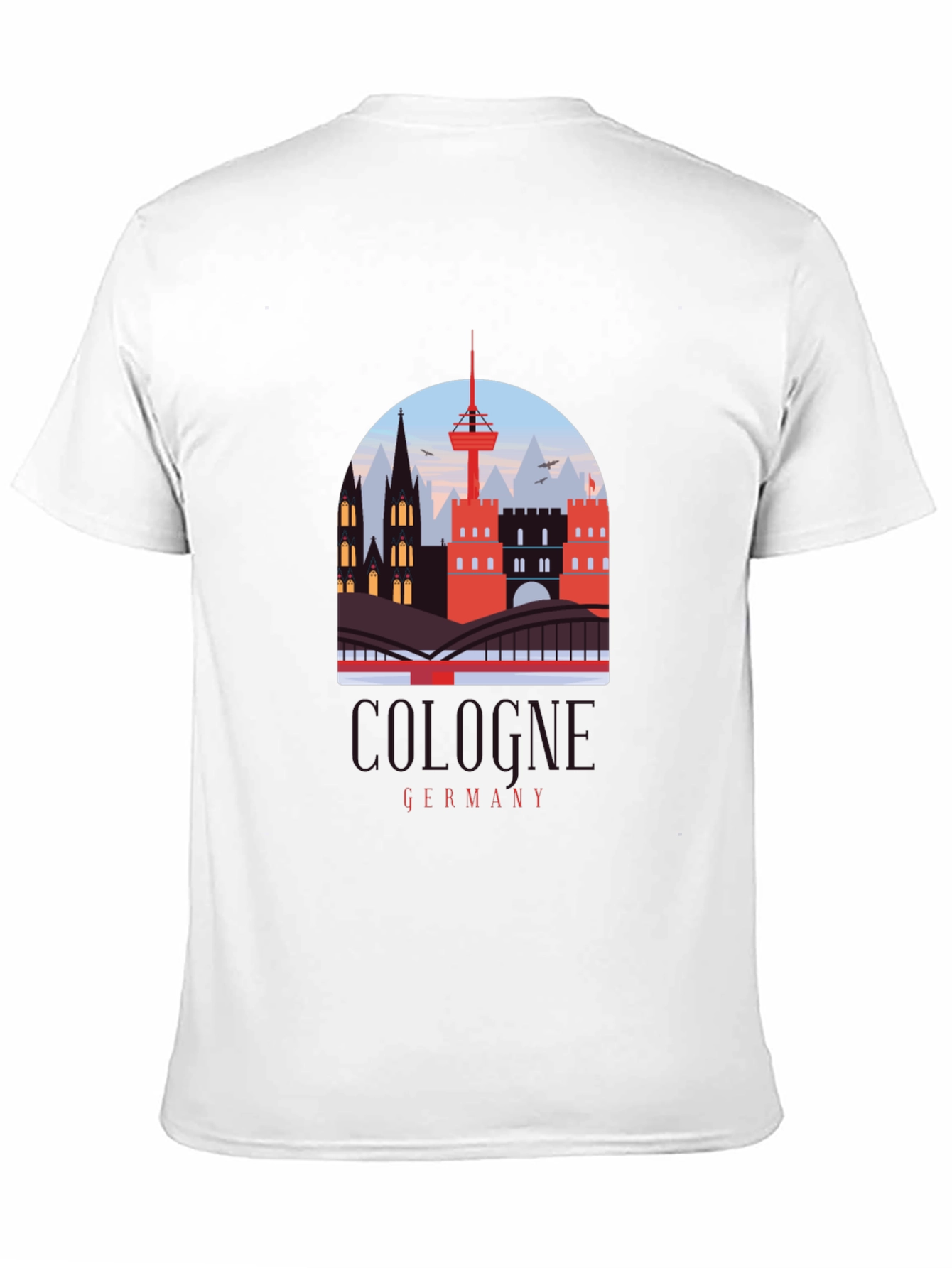 Cologne Germany Cityscape Graphic Tee - Black