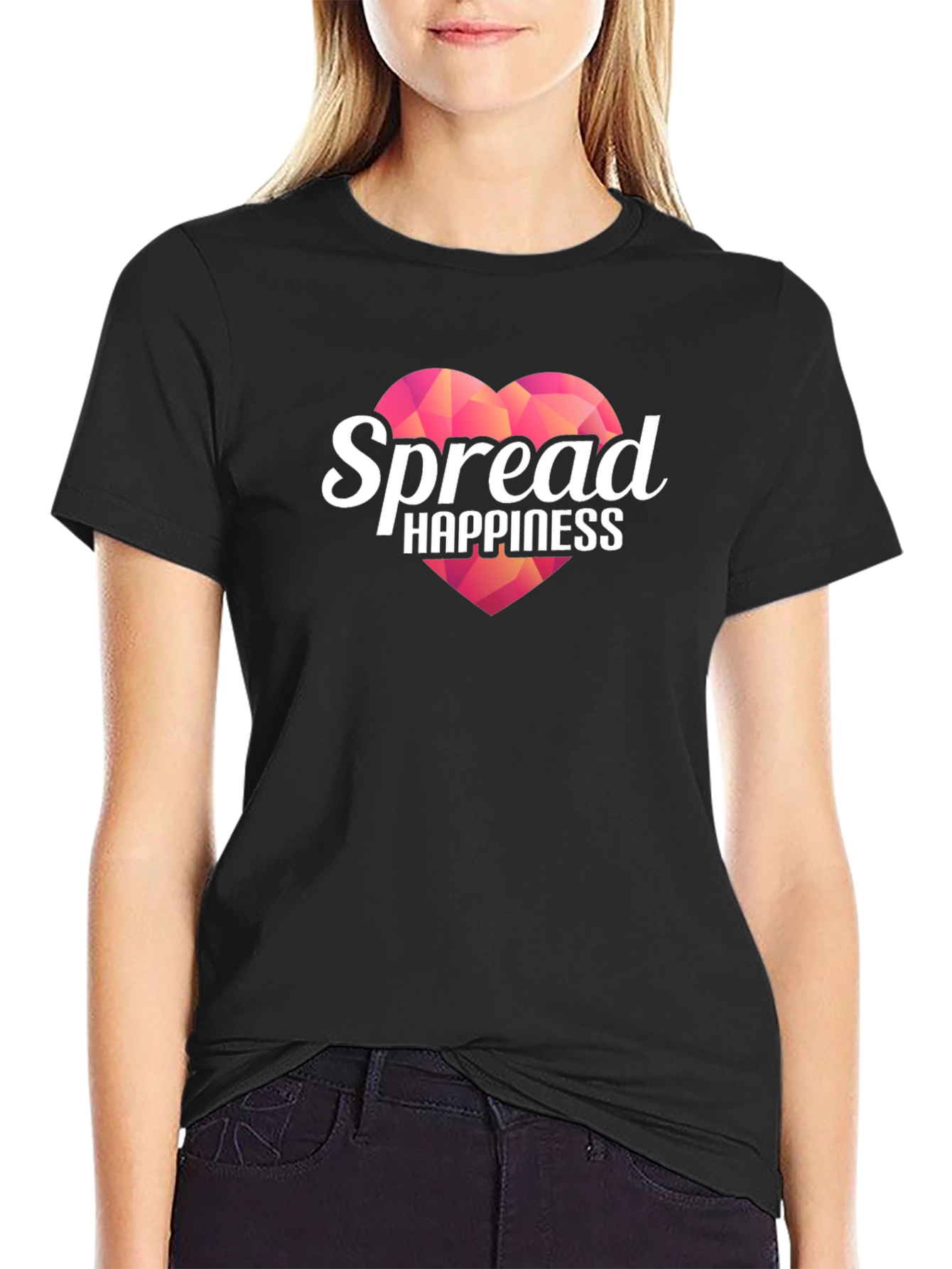 Spread Happiness Black T-Shirt