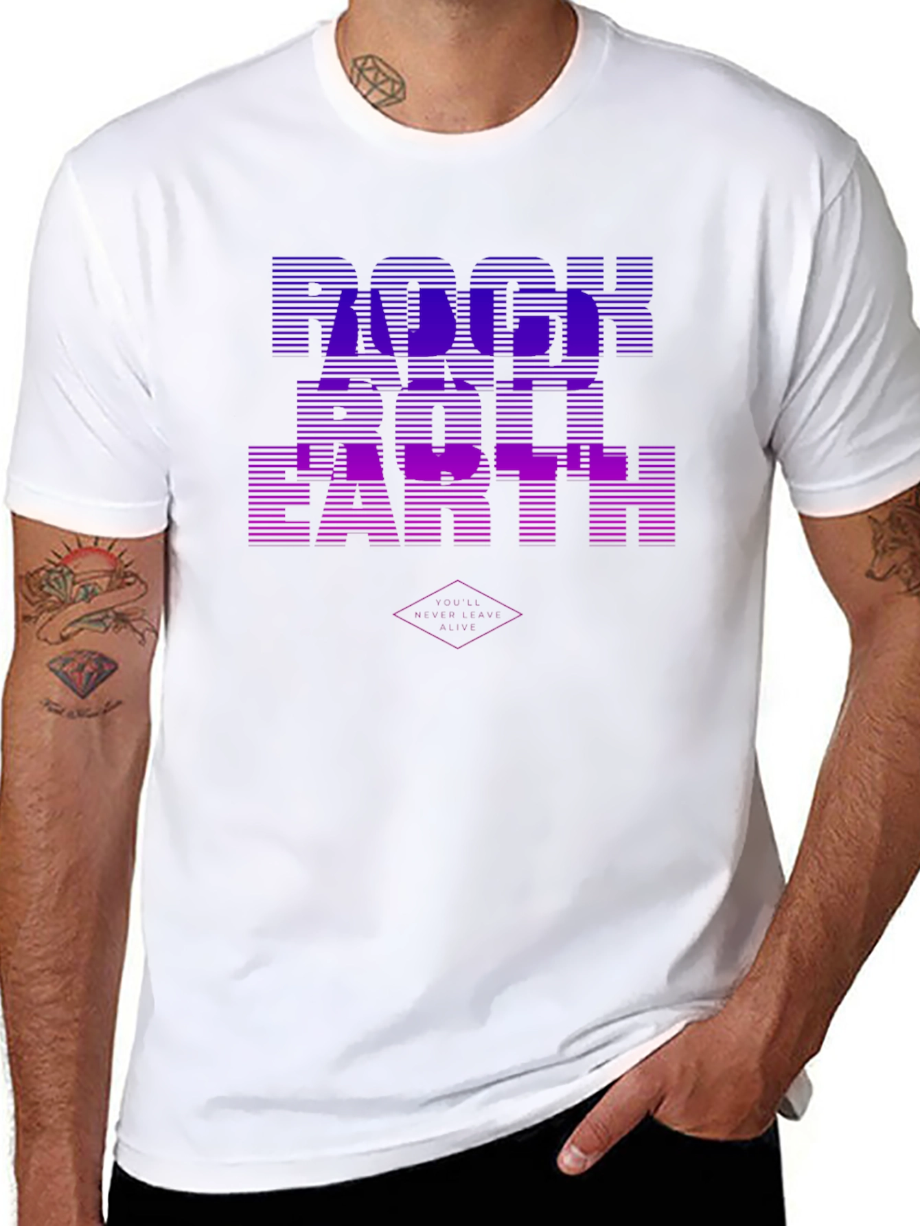 Rock Roll Earth Graphic Black T-Shirt