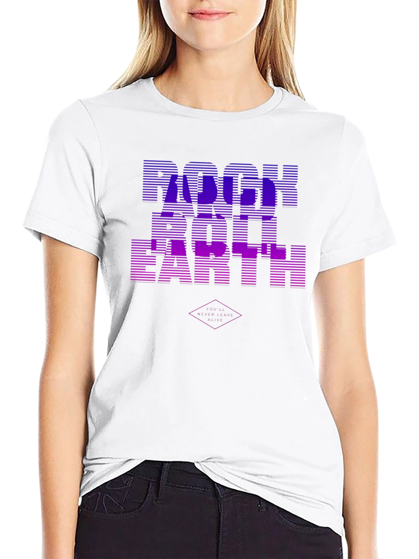 Rock Roll Earth Graphic Black T-Shirt