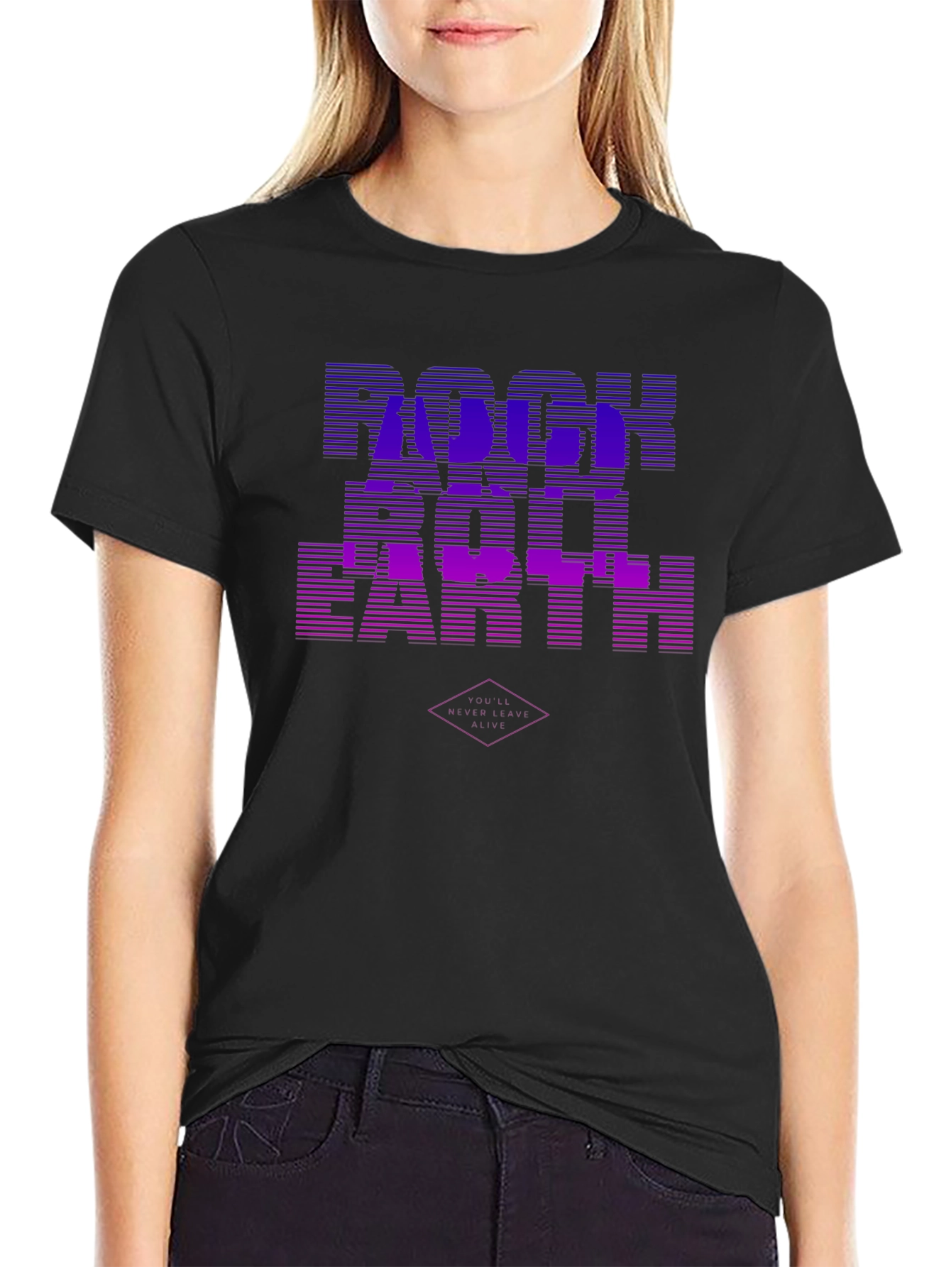 Rock Roll Earth Graphic Black T-Shirt