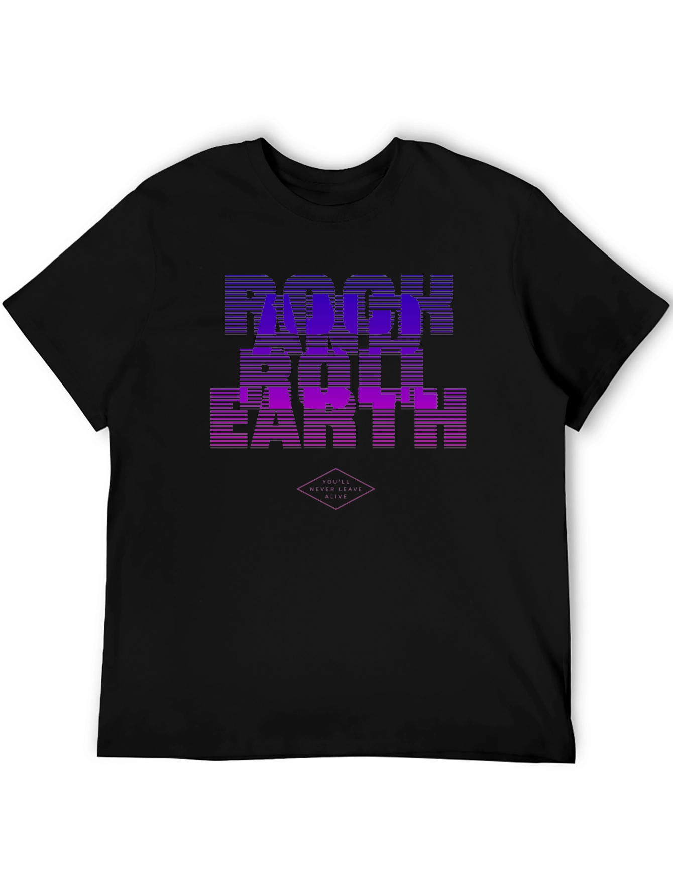 Rock Roll Earth Graphic Black T-Shirt