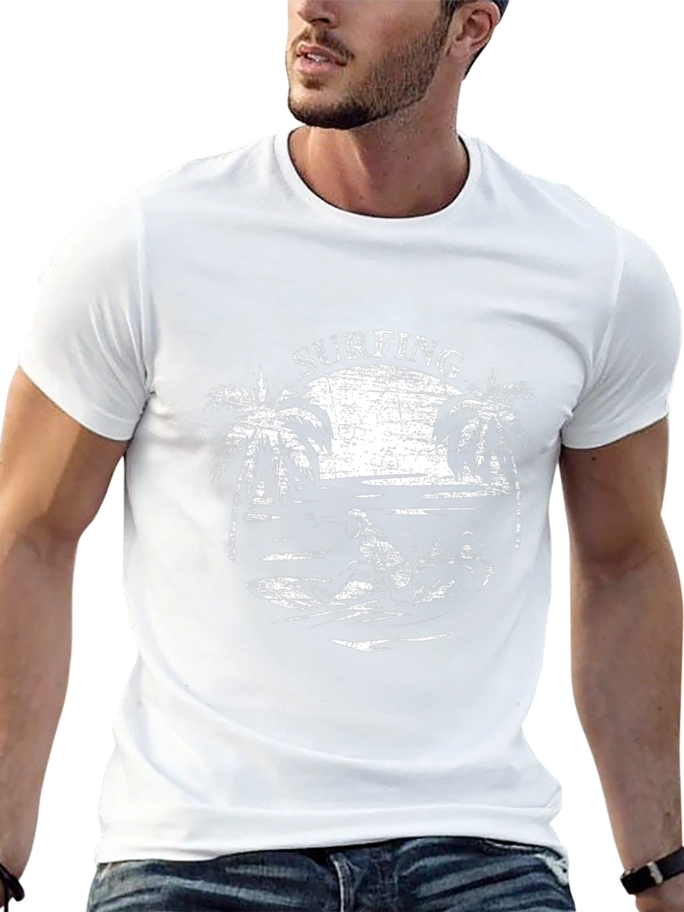 Surfing Graphic T-Shirt - Black Cotton Tee