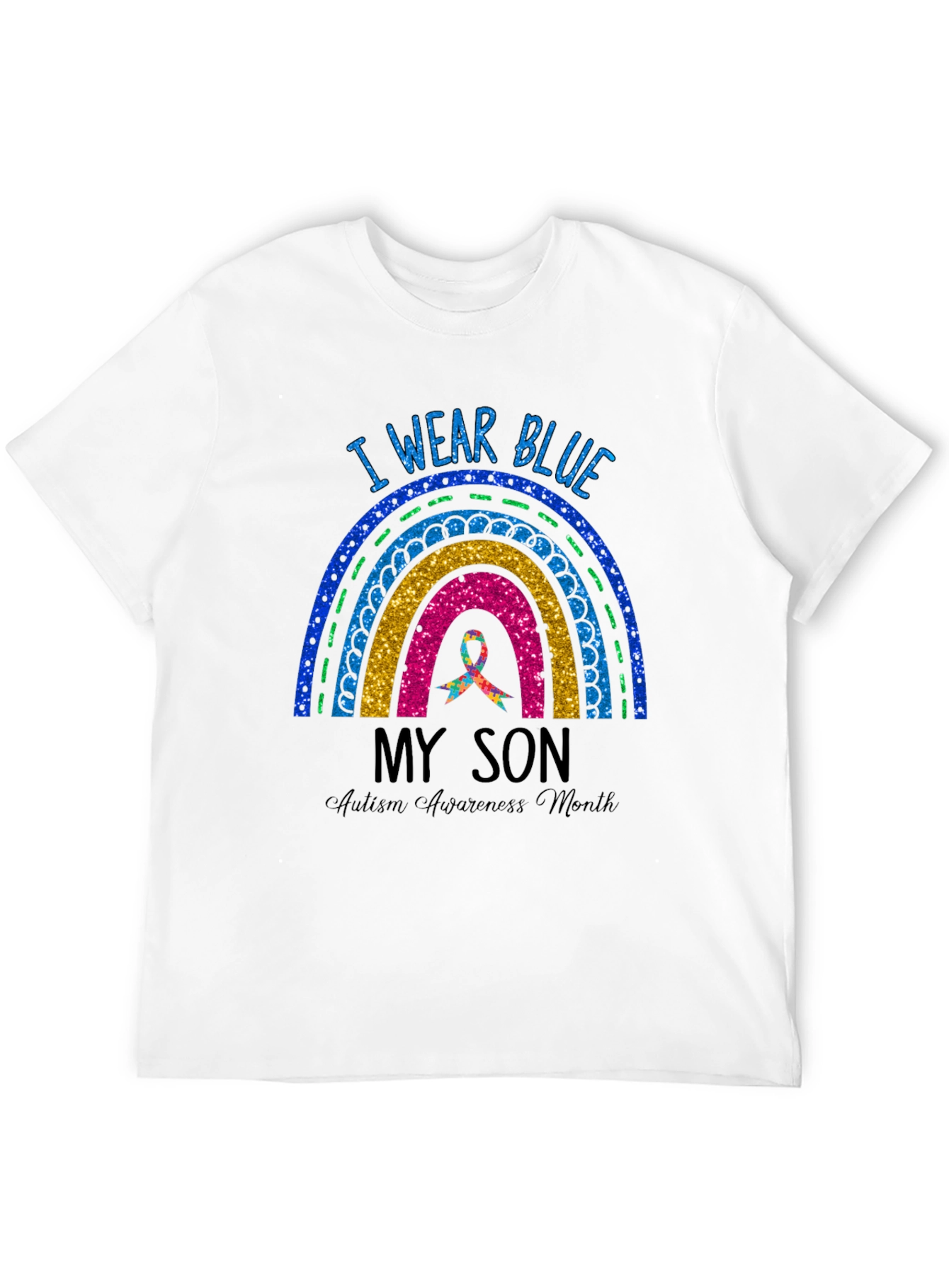 Autism Awareness I Wear Blue Rainbow T-Shirt