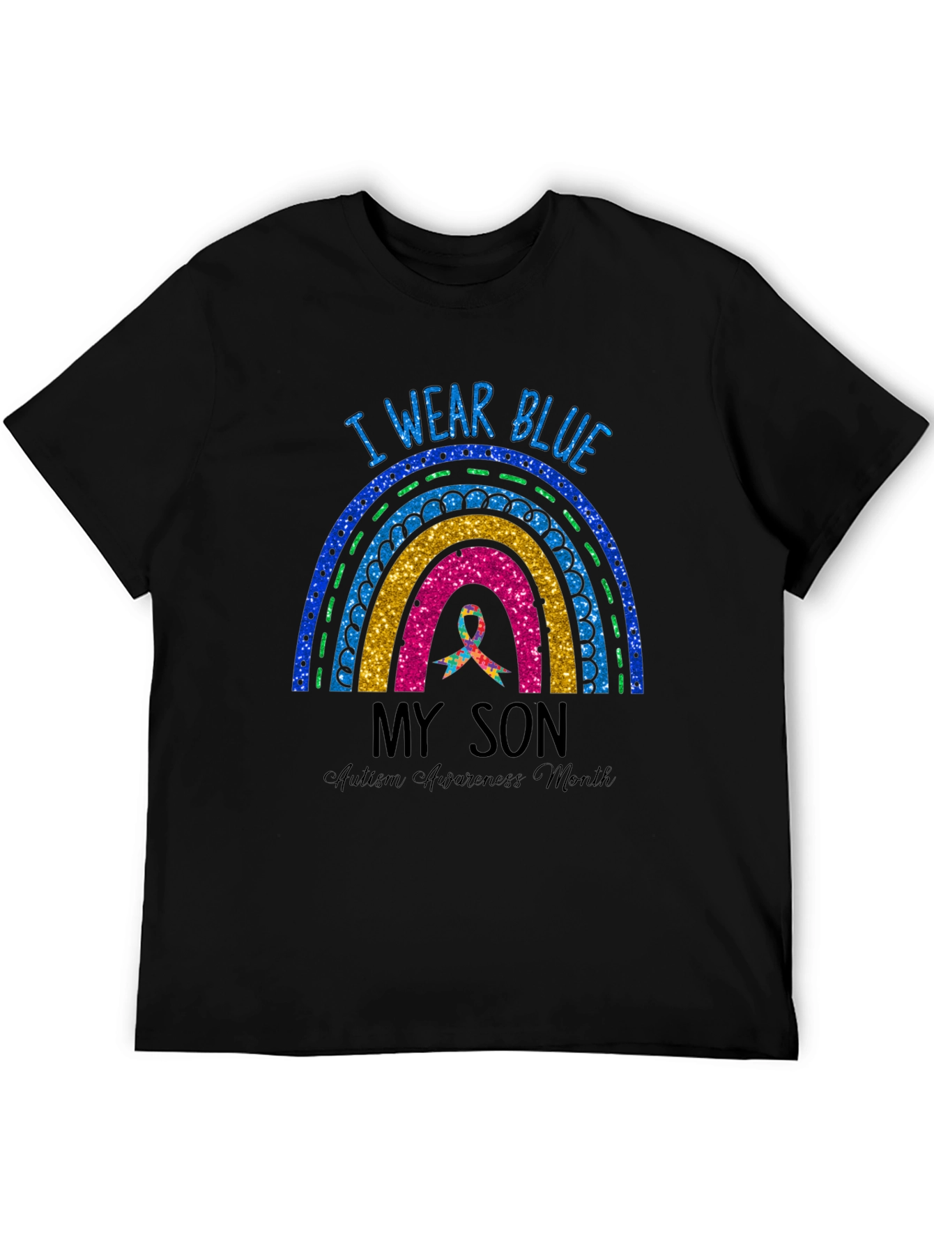 Autism Awareness I Wear Blue Rainbow T-Shirt