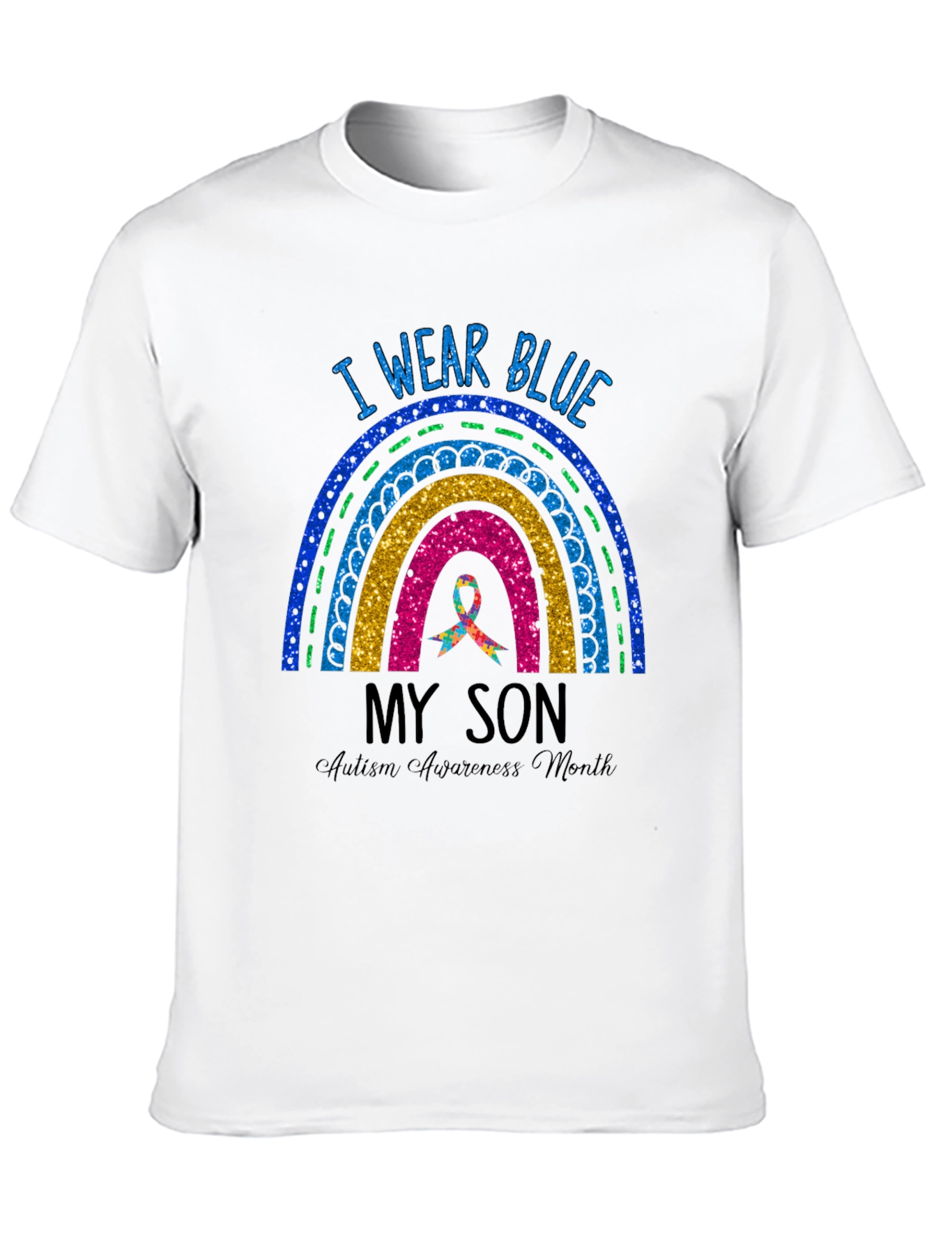 Autism Awareness I Wear Blue Rainbow T-Shirt