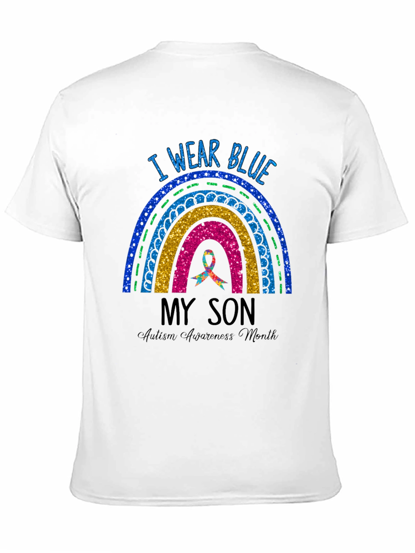 Autism Awareness I Wear Blue Rainbow T-Shirt