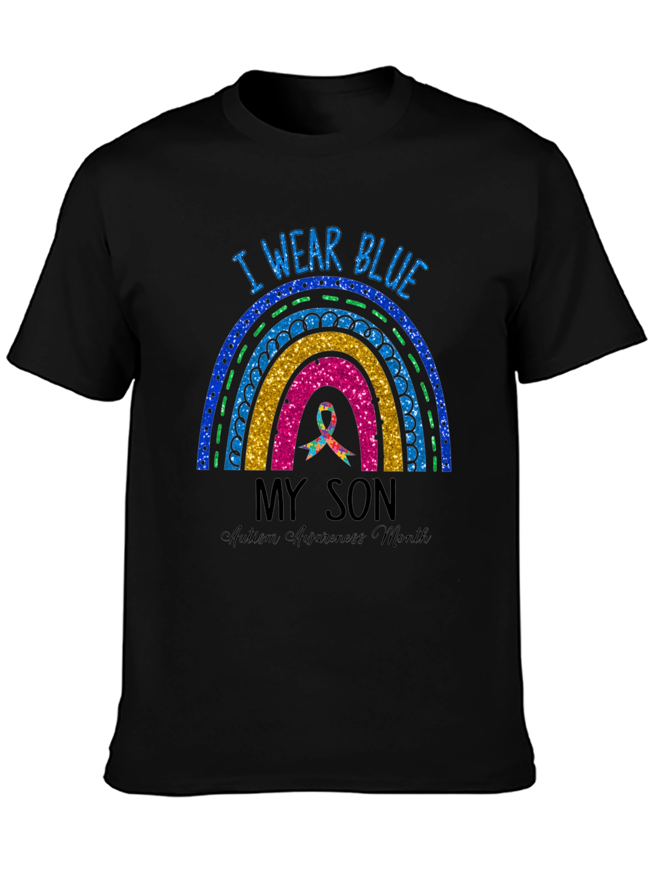 Autism Awareness I Wear Blue Rainbow T-Shirt