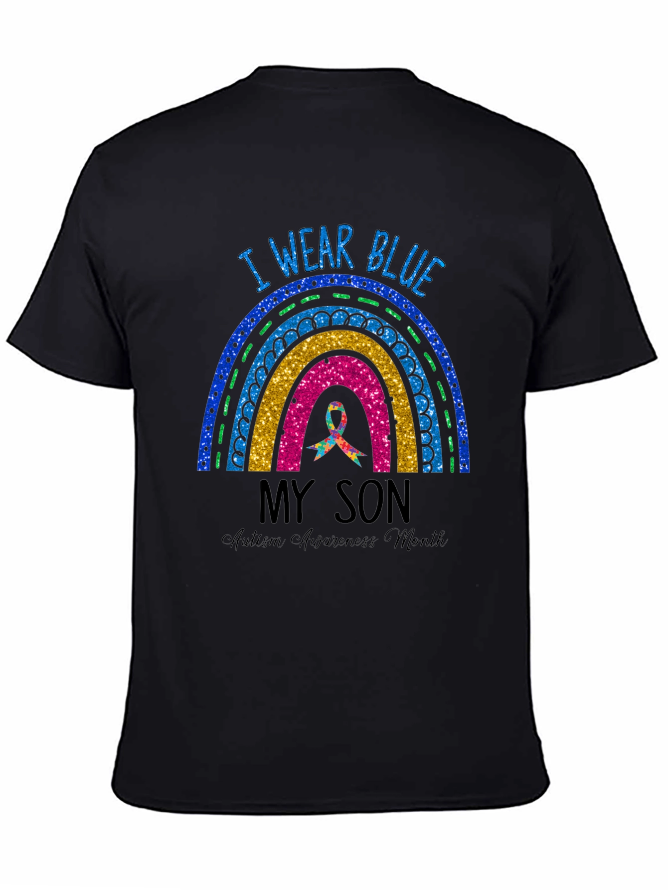 Autism Awareness I Wear Blue Rainbow T-Shirt