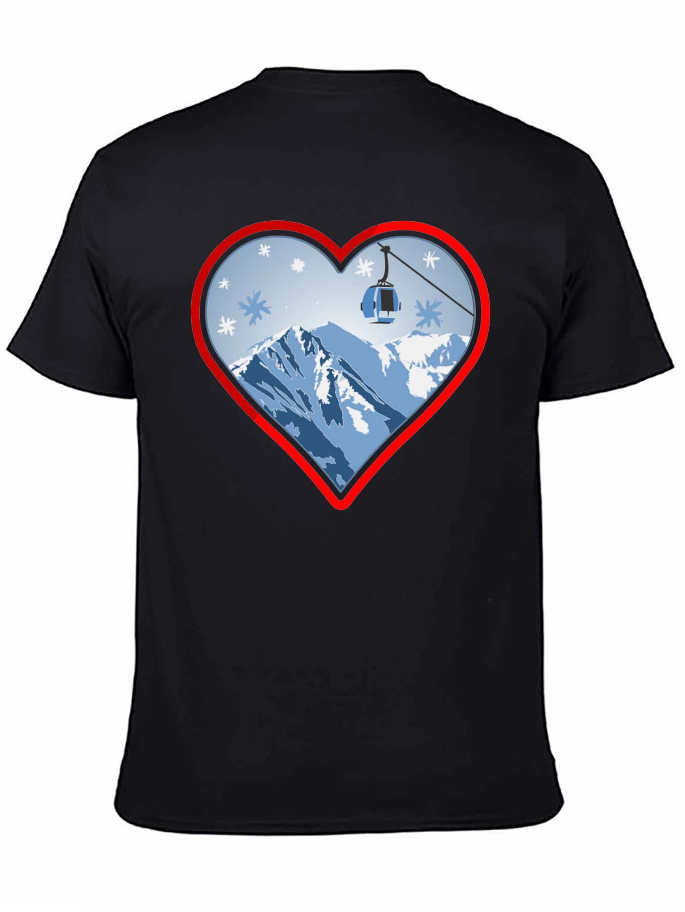 Heart Ski Lift Graphic Tee - Black