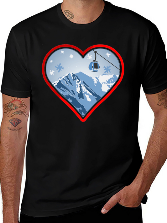 Heart Ski Lift Graphic Tee - Black