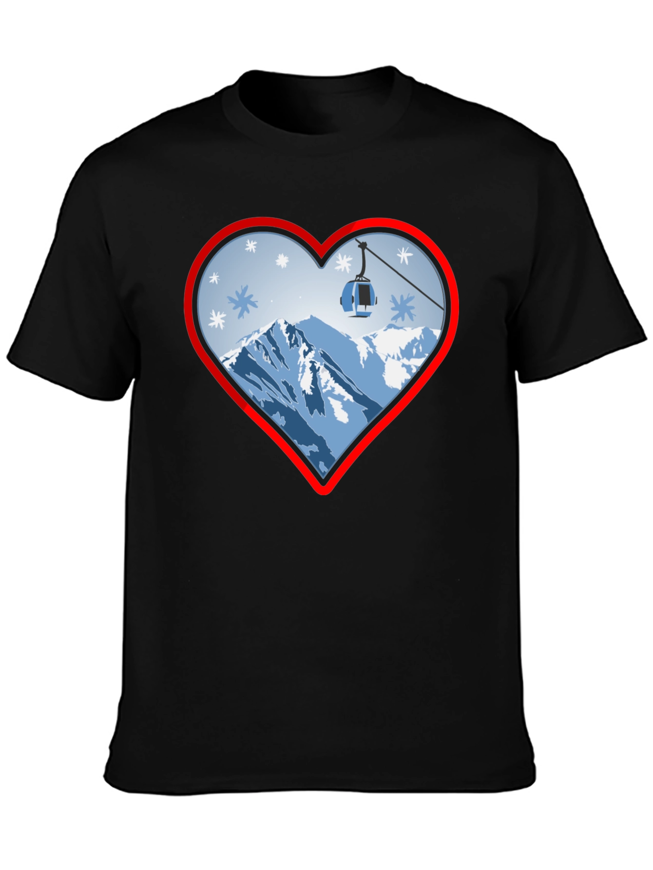 Heart Ski Lift Graphic Tee - Black