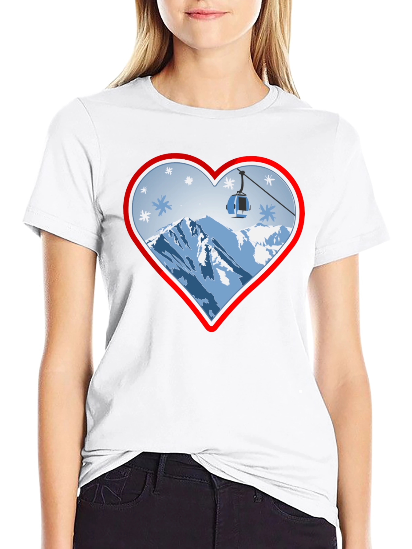 Heart Ski Lift Graphic Tee - Black