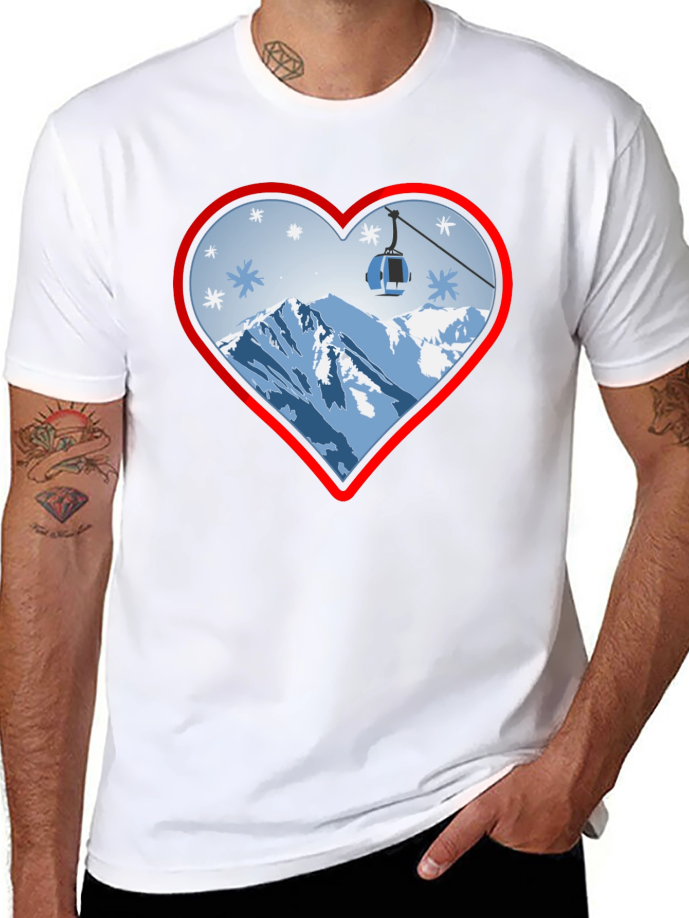Heart Ski Lift Graphic Tee - Black