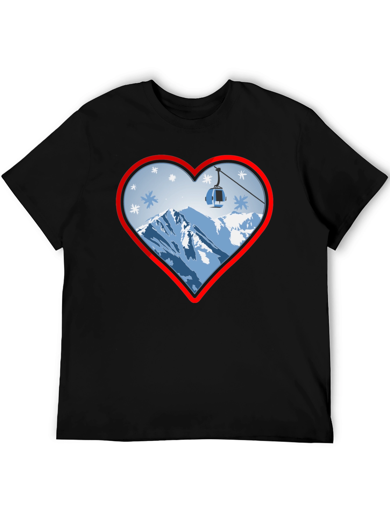 Heart Ski Lift Graphic Tee - Black