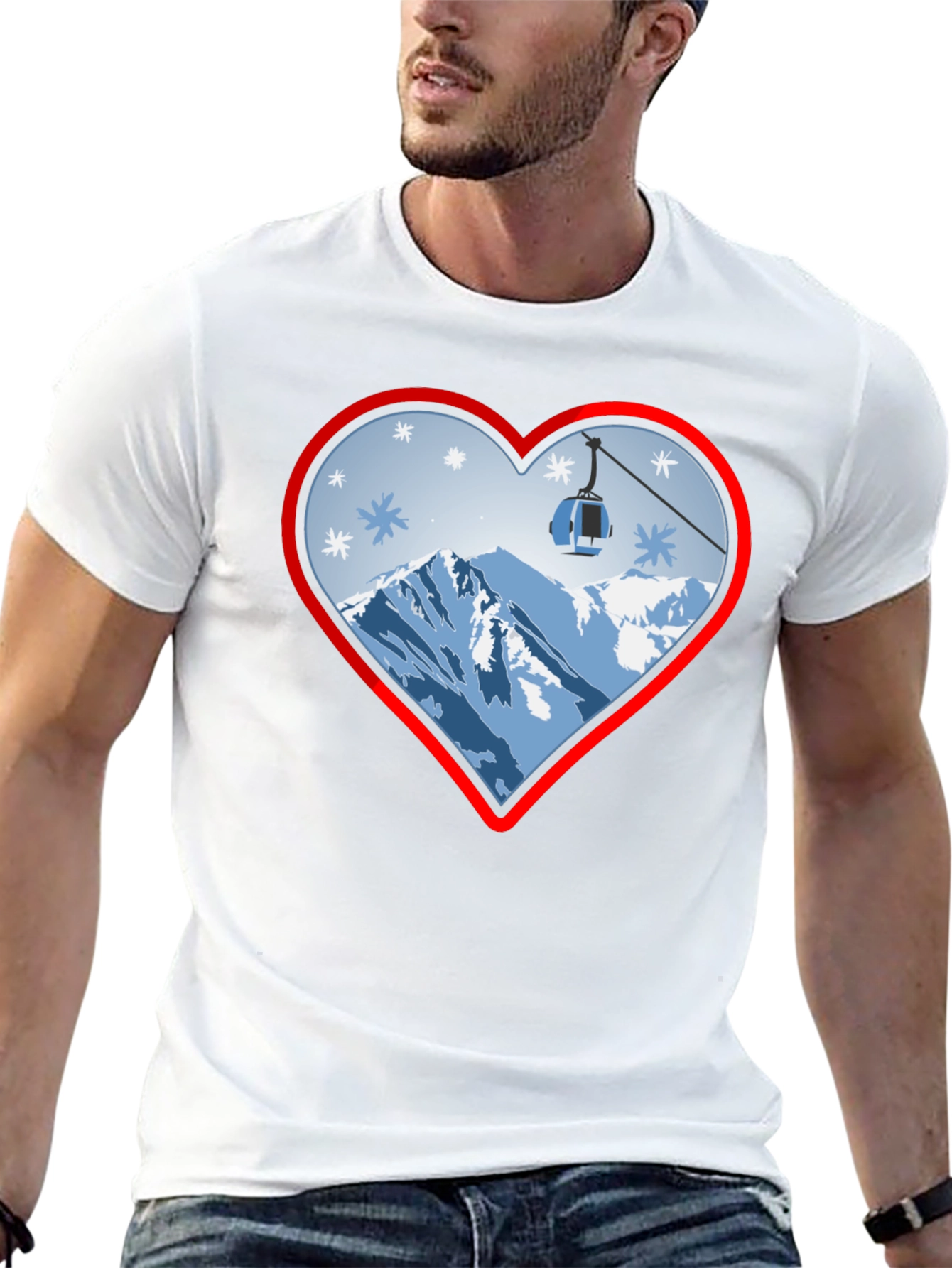 Heart Ski Lift Graphic Tee - Black