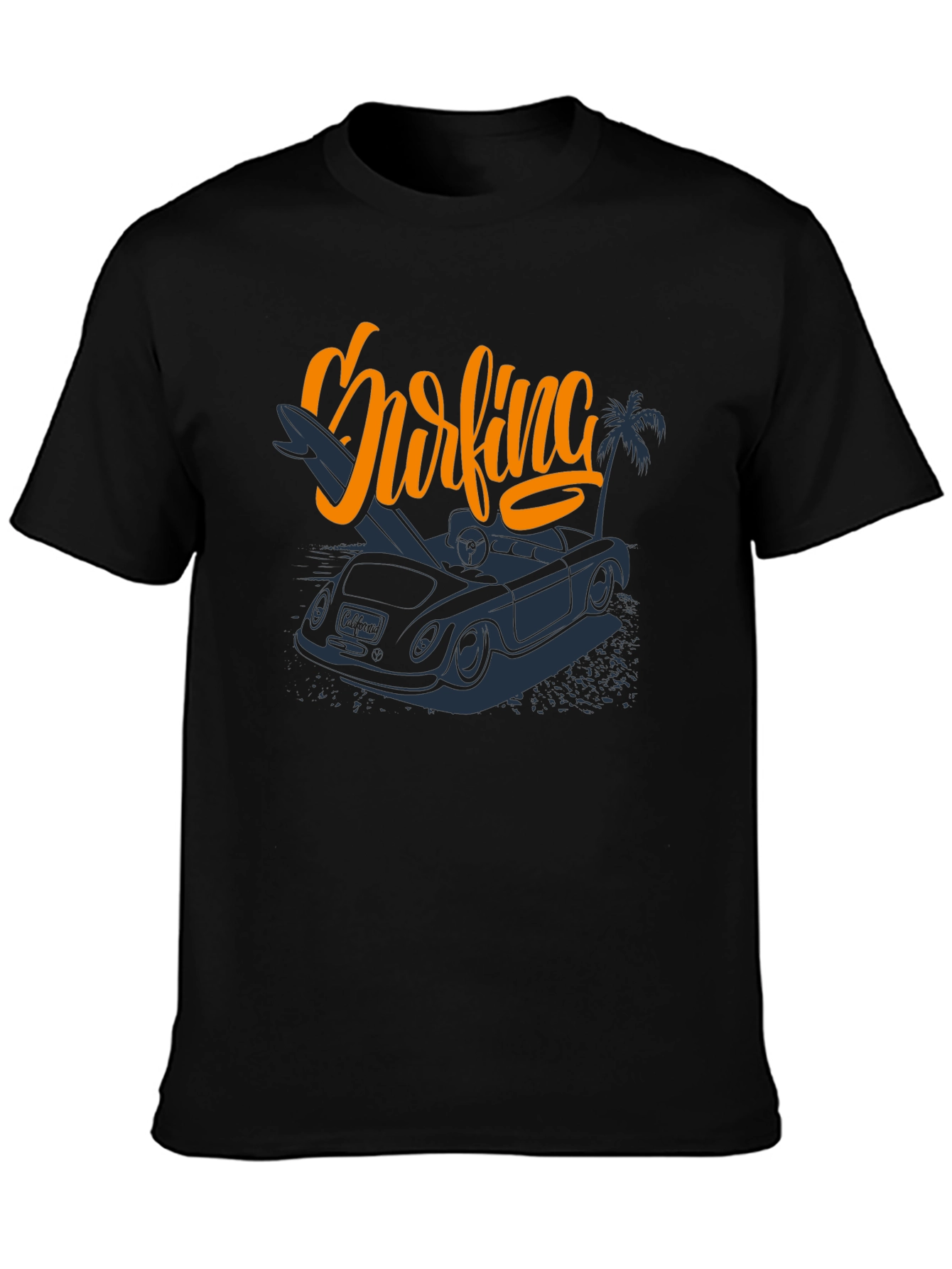 Surfing Car Graphic Tee - Mens Black T-Shirt