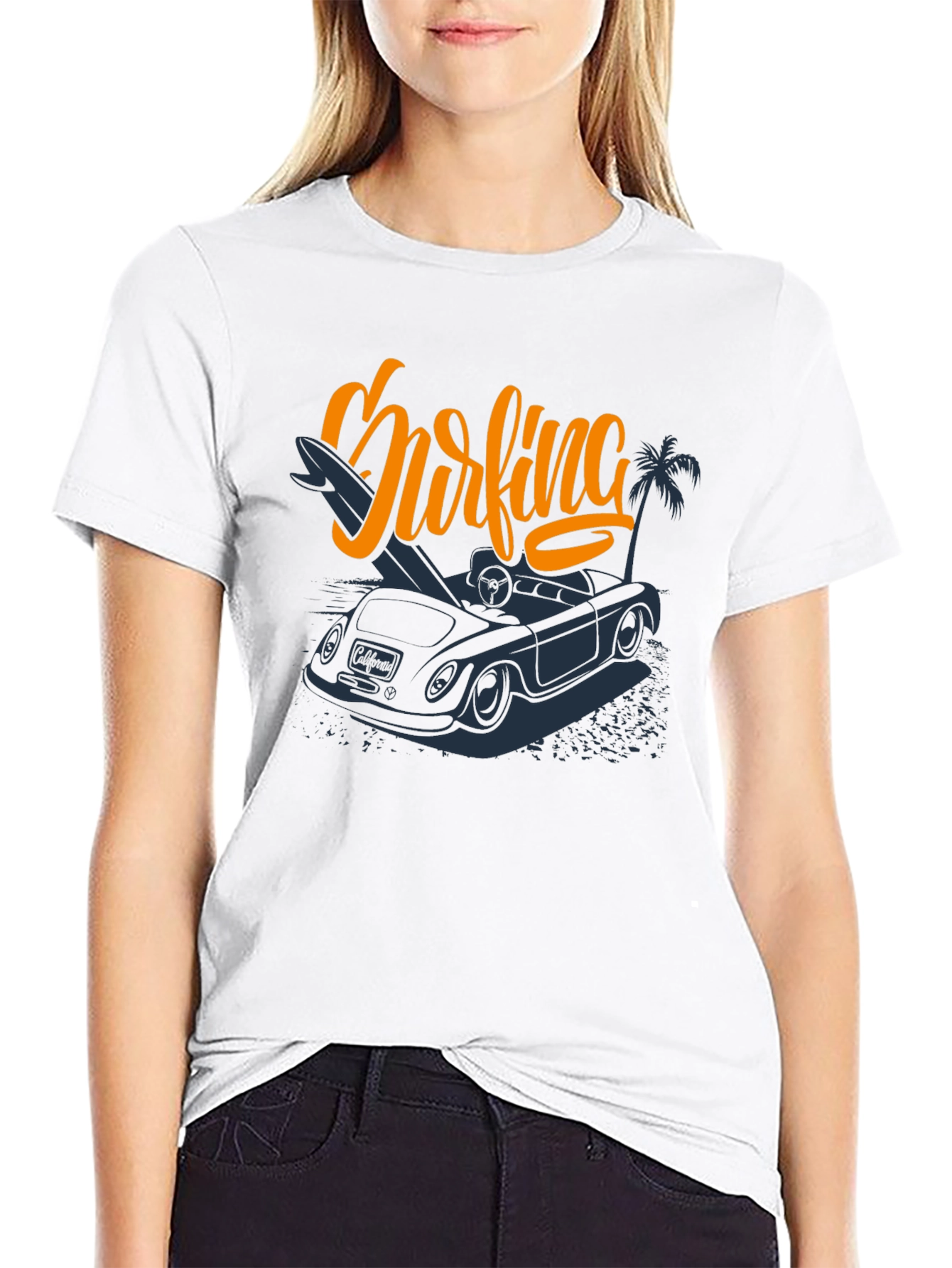 Surfing Car Graphic Tee - Mens Black T-Shirt