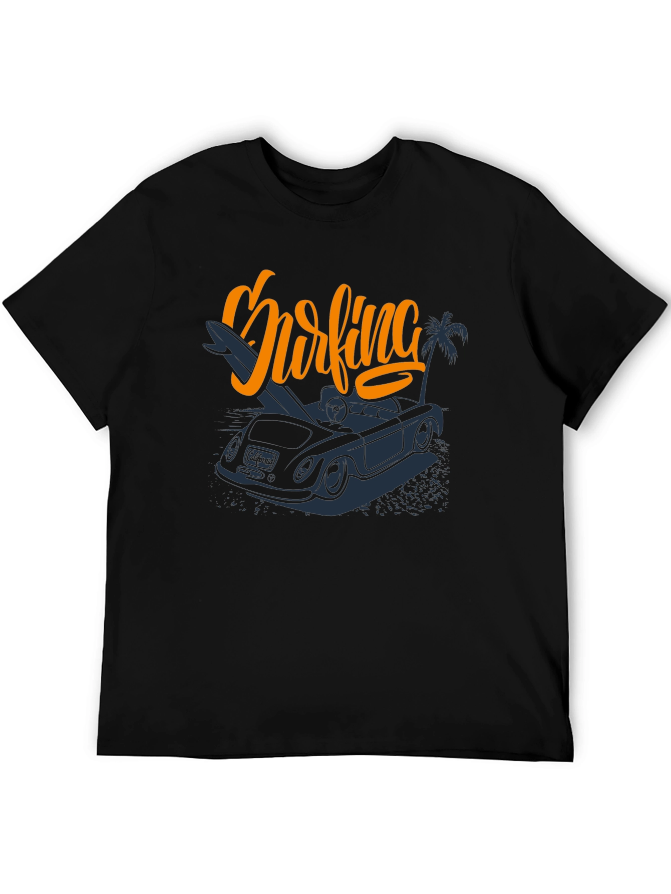 Surfing Car Graphic Tee - Mens Black T-Shirt