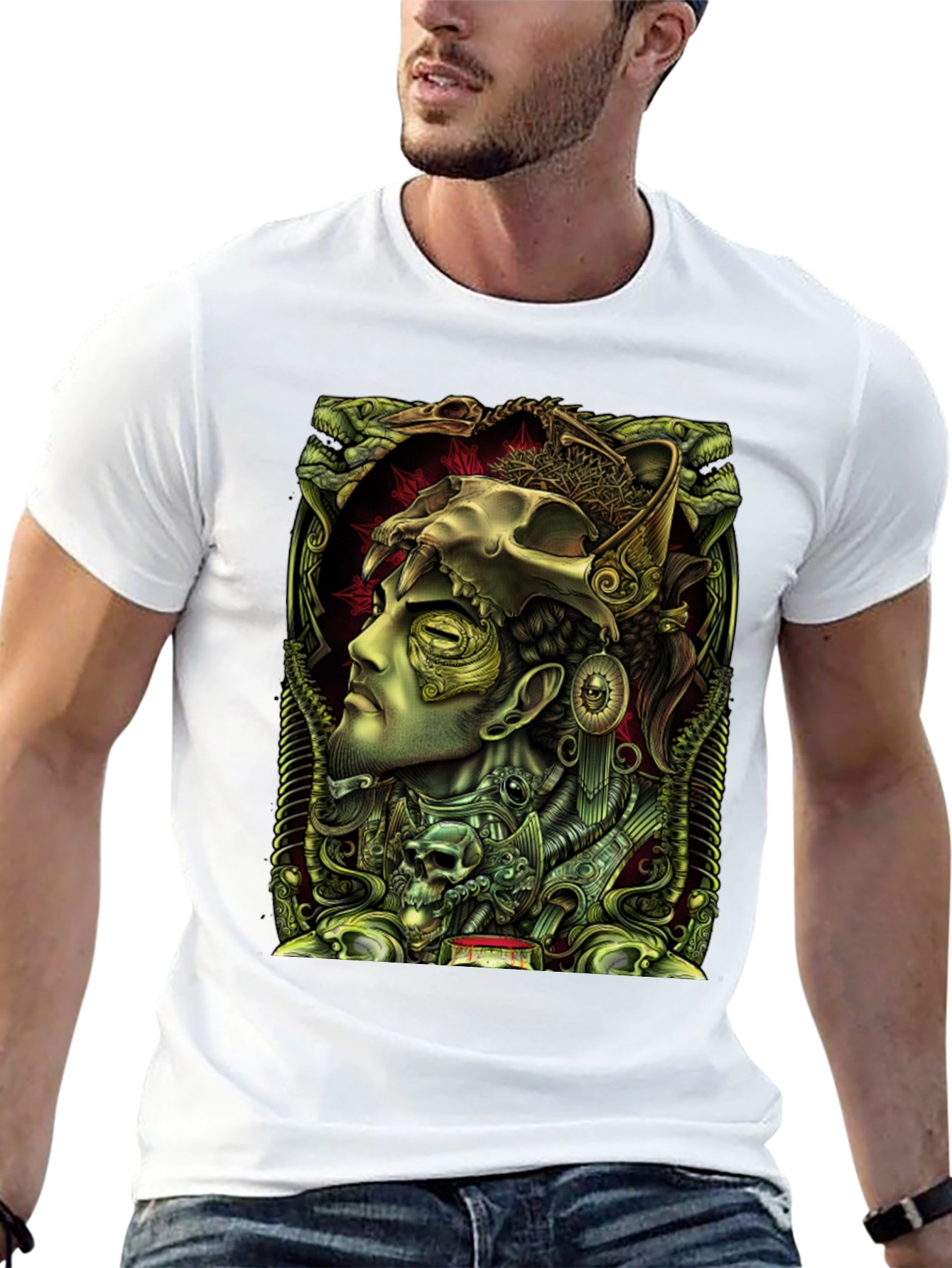 Esoteric Skull Graphic Tee - Unique Design