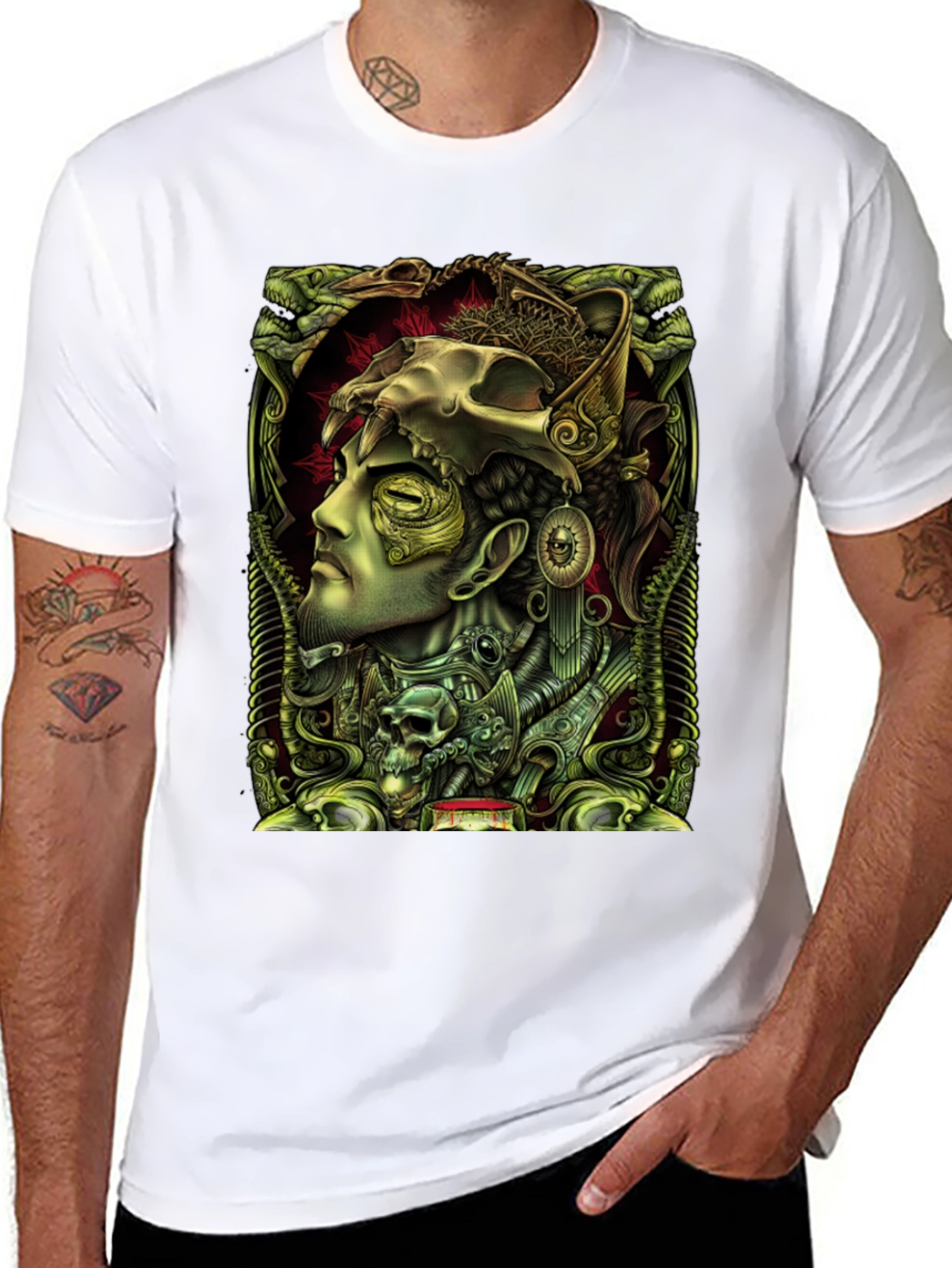 Esoteric Skull Graphic Tee - Unique Design