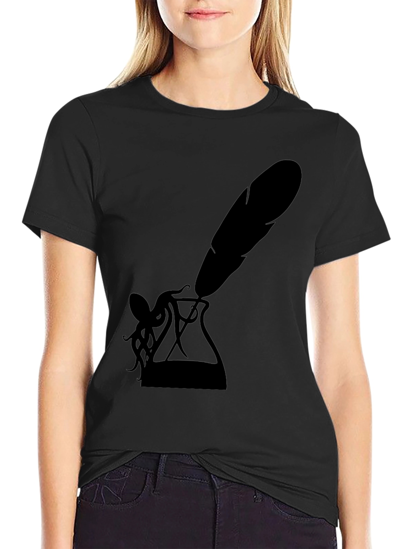 Mens Black Inkwell & Quill Graphic Tee
