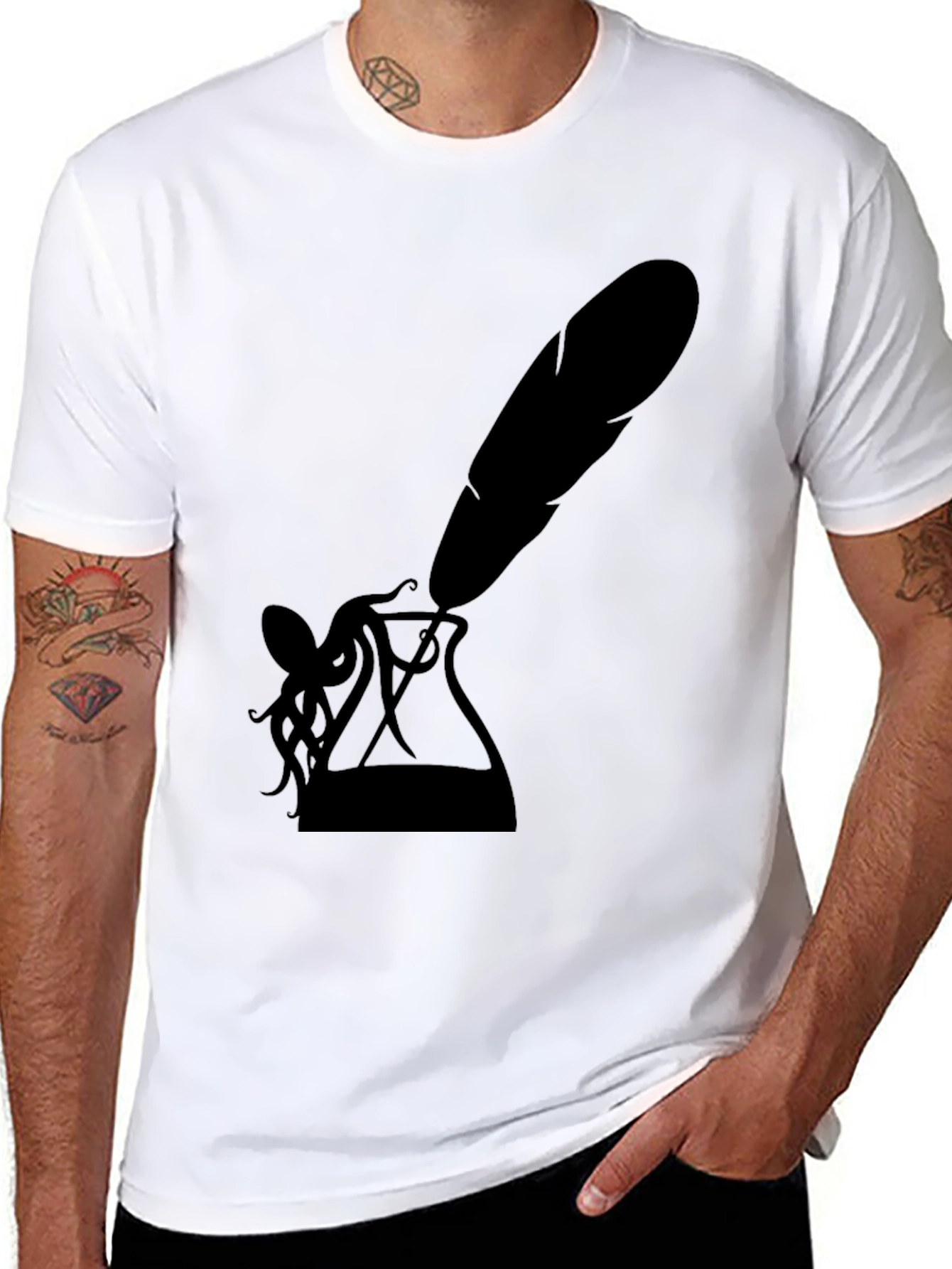 Mens Black Inkwell & Quill Graphic Tee
