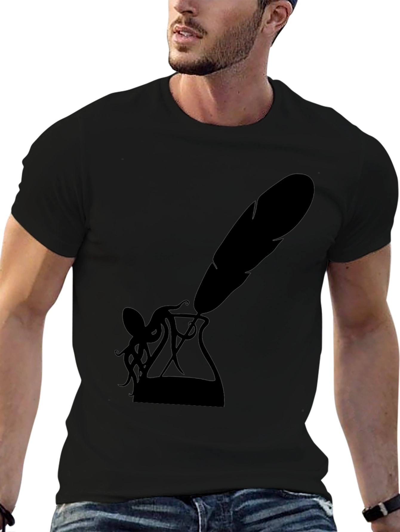 Mens Black Inkwell & Quill Graphic Tee