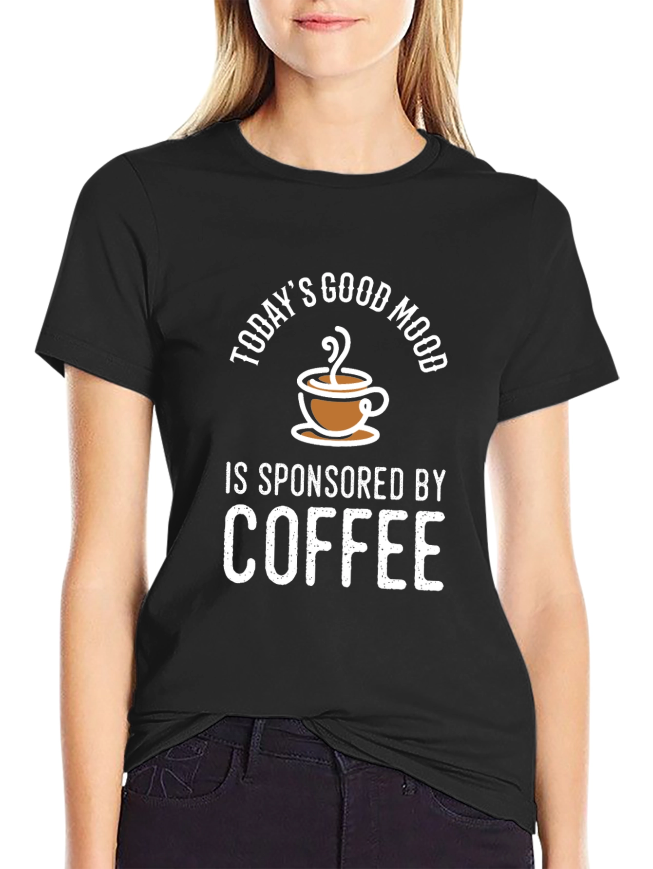 Coffee Sponsored Mood Black Graphic Tee