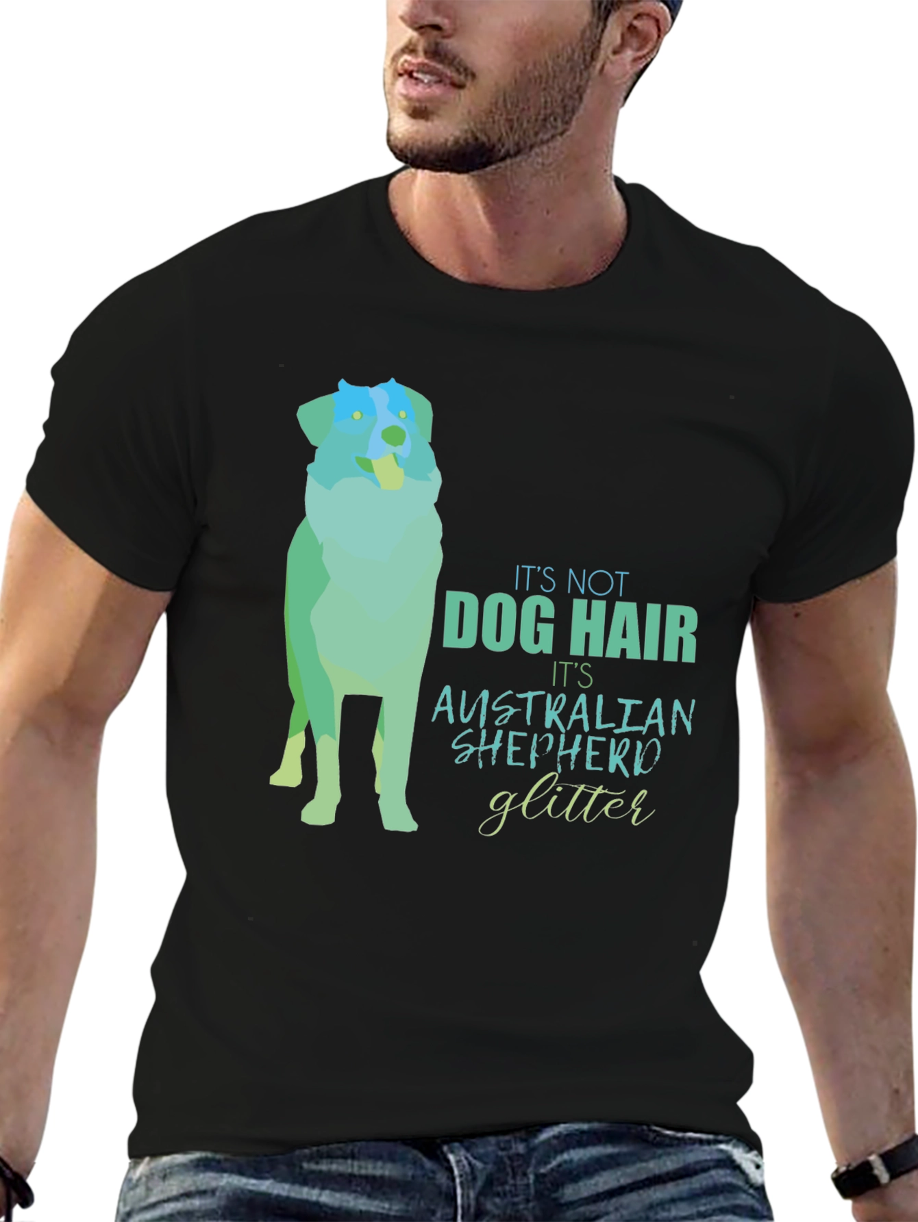 Dog Hair Australian Shepherd Glitter T-Shirt
