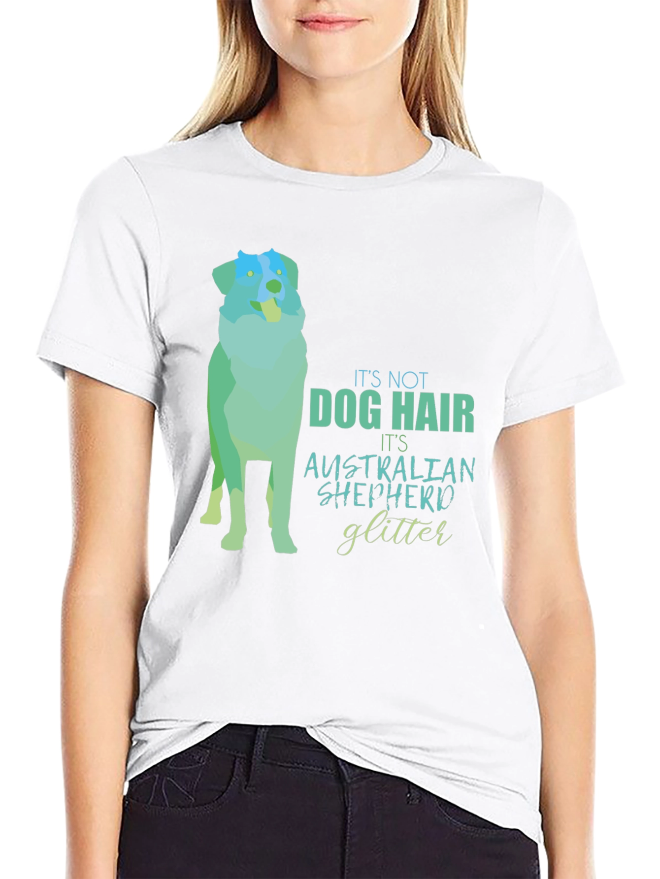 Dog Hair Australian Shepherd Glitter T-Shirt