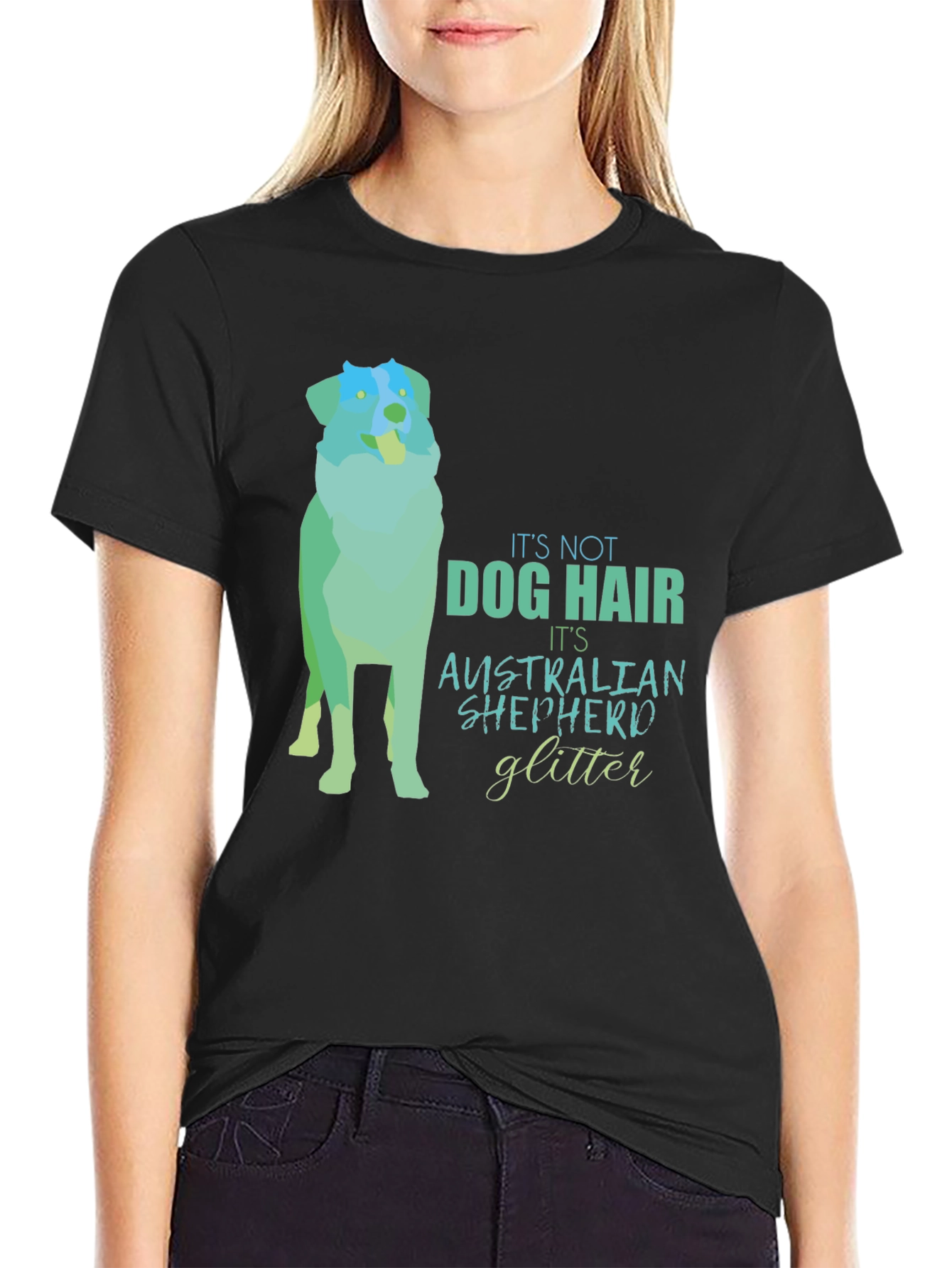 Dog Hair Australian Shepherd Glitter T-Shirt