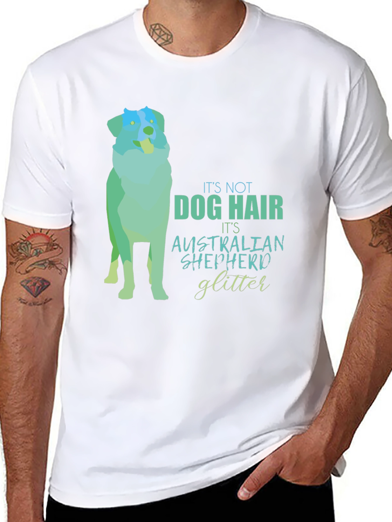 Dog Hair Australian Shepherd Glitter T-Shirt