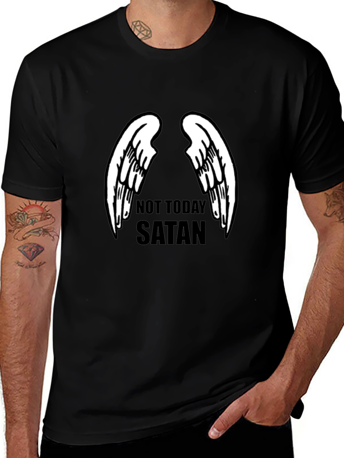 Not Today Satan Angel Wings Graphic Tee