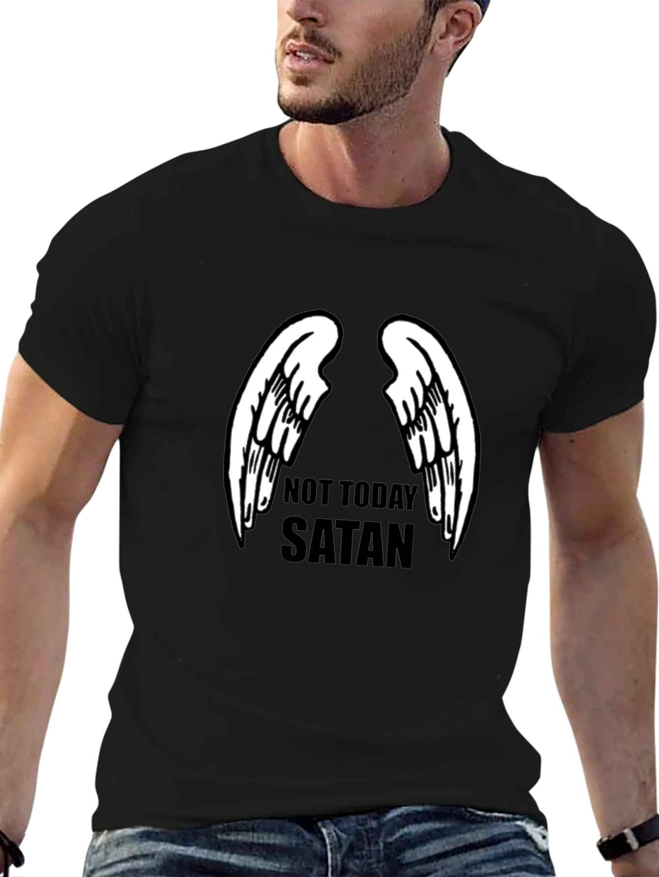 Not Today Satan Angel Wings Graphic Tee