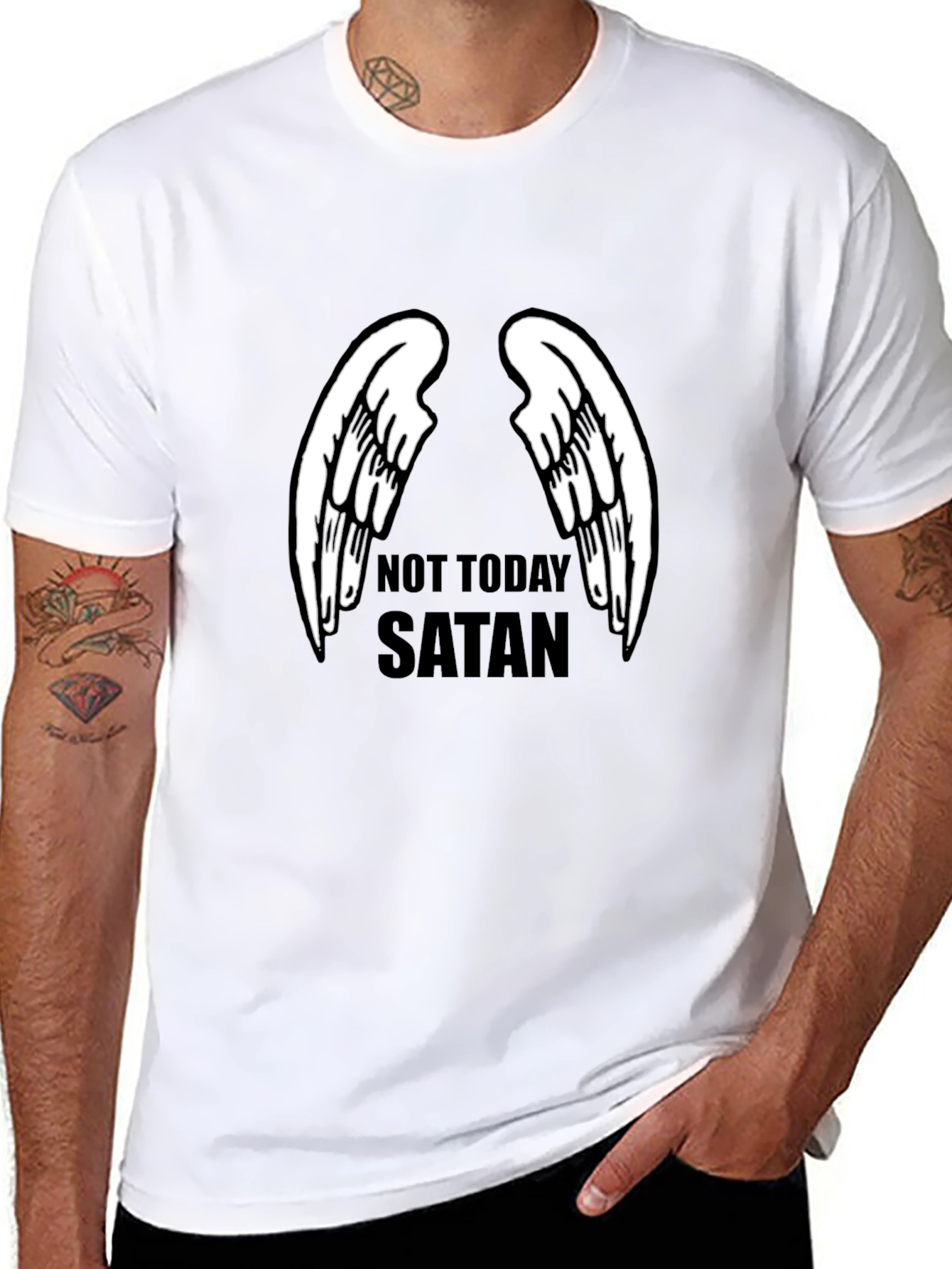 Not Today Satan Angel Wings Graphic Tee